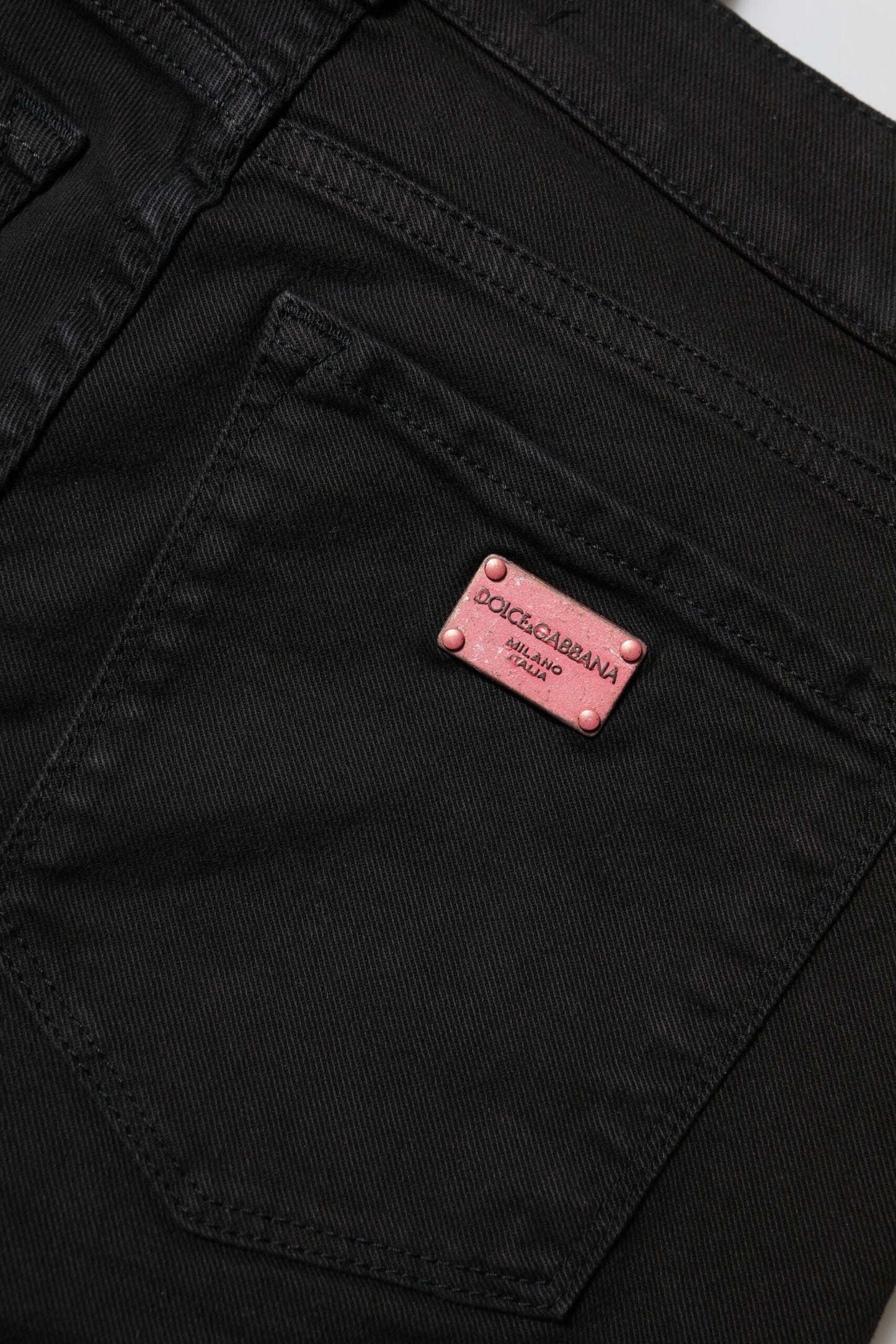 Dolce & Gabbana Black Cotton Skinny Mid Waist Denim Jeans Dolce & Gabbana