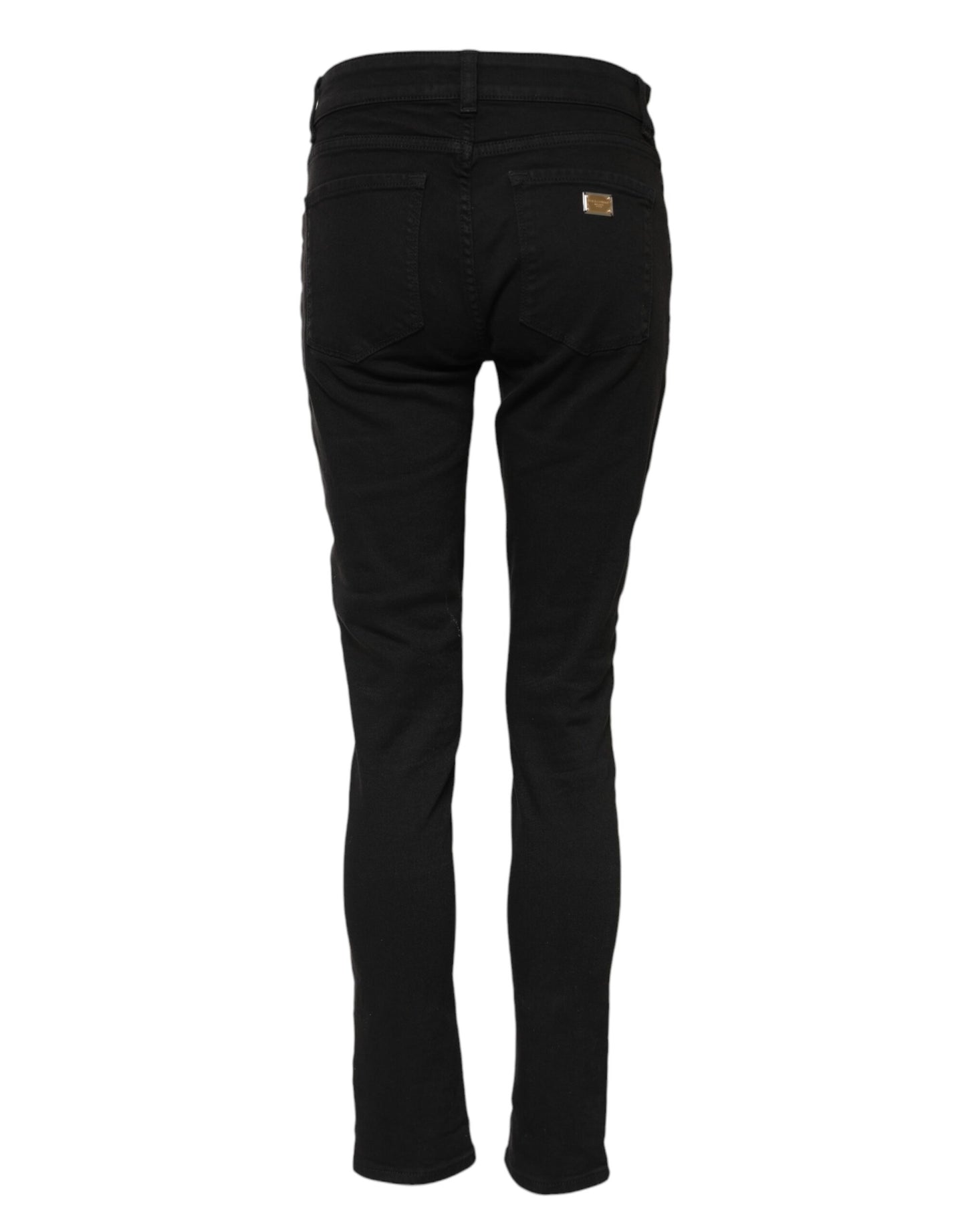 Dolce & Gabbana Black Cotton Skinny Mid Waist Denim Jeans Dolce & Gabbana