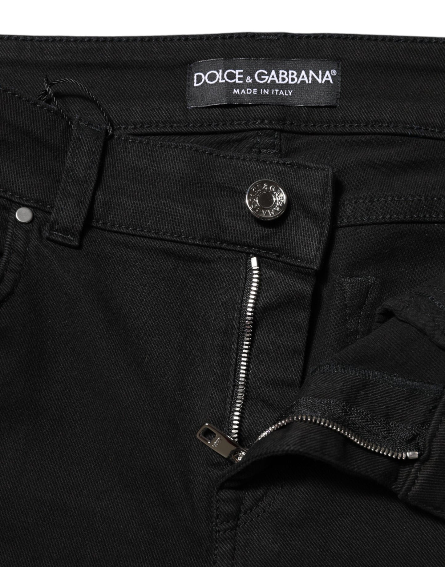 Dolce & Gabbana Black Cotton Skinny Mid Waist Denim Jeans Dolce & Gabbana