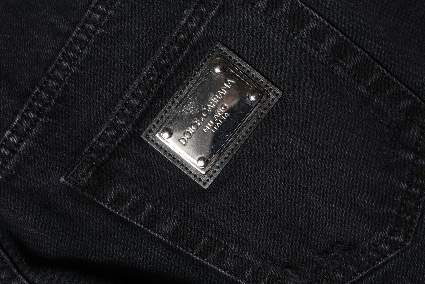 Dolce & Gabbana Black Cotton Tattered Mid Waist Denim Jeans Dolce & Gabbana
