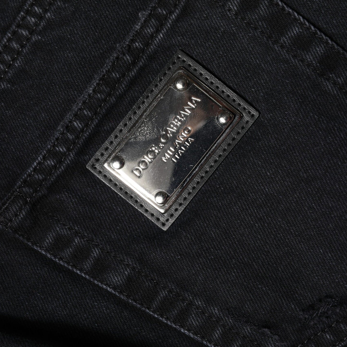 Dolce & Gabbana Black Cotton Tattered Mid Waist Denim Jeans