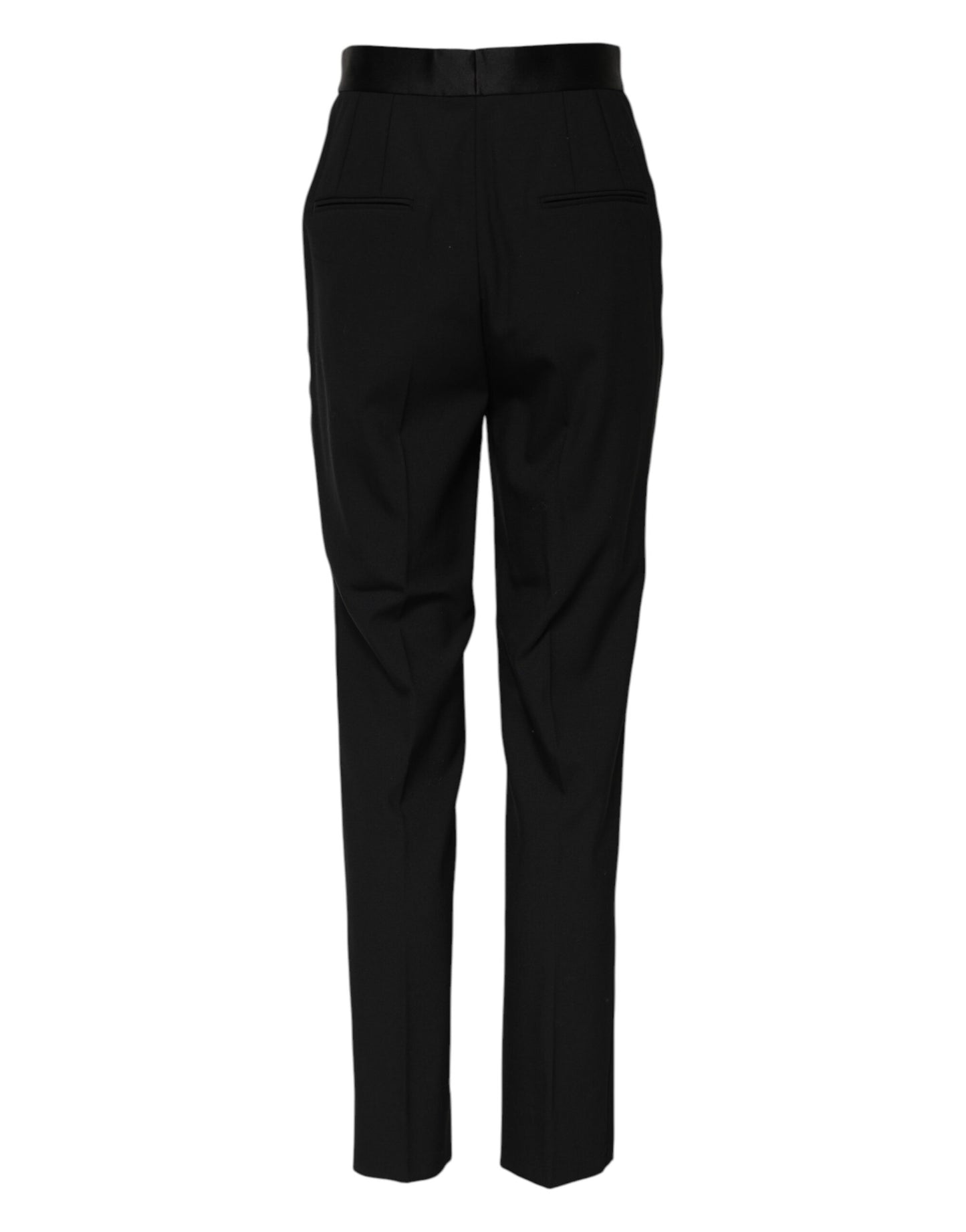 Dolce & Gabbana Black Wool Tapered High Waist Pants Dolce & Gabbana