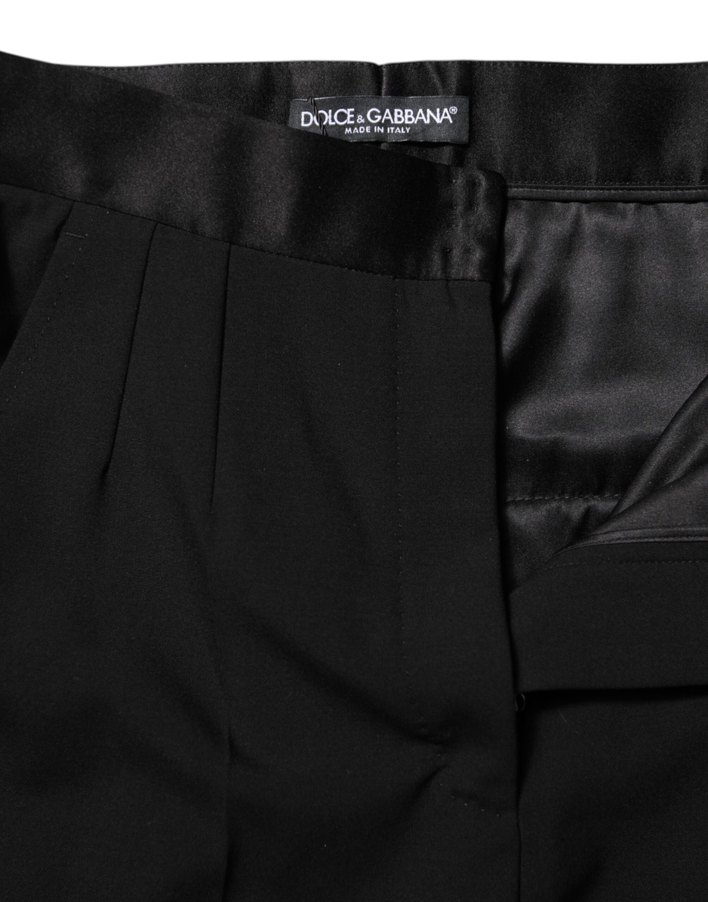 Dolce & Gabbana Black Wool Tapered High Waist Pants Dolce & Gabbana
