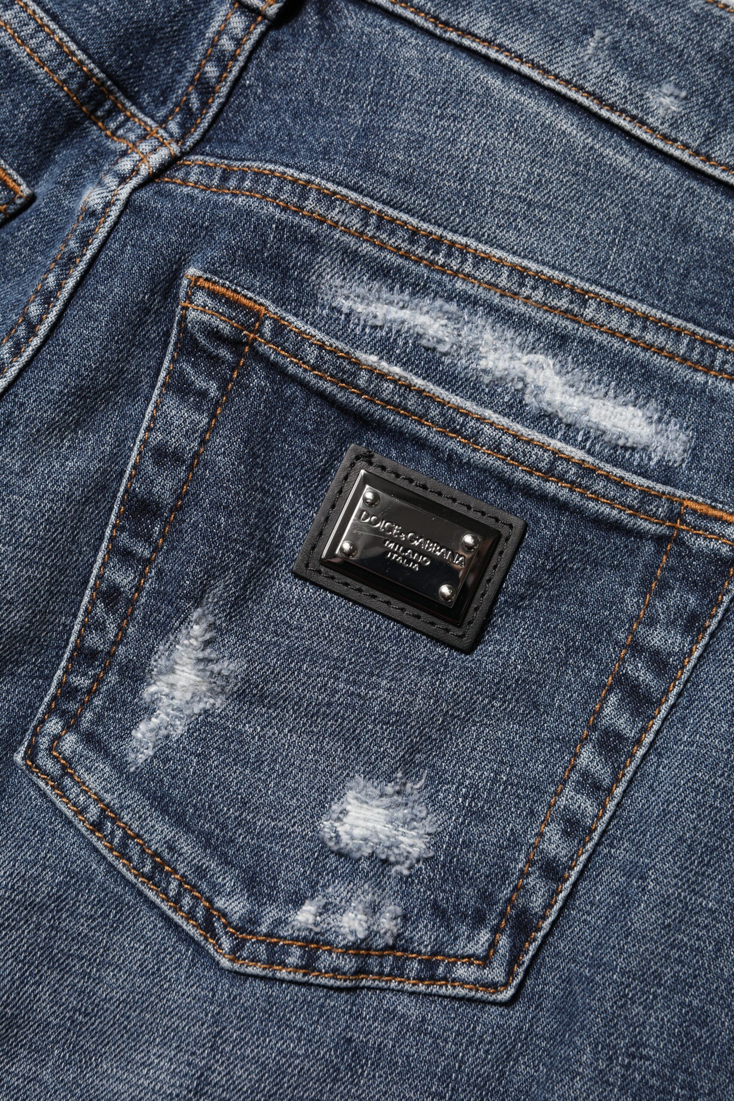 Dolce & Gabbana Blue Cotton Boyfriend Tattered Denim Jeans Dolce & Gabbana