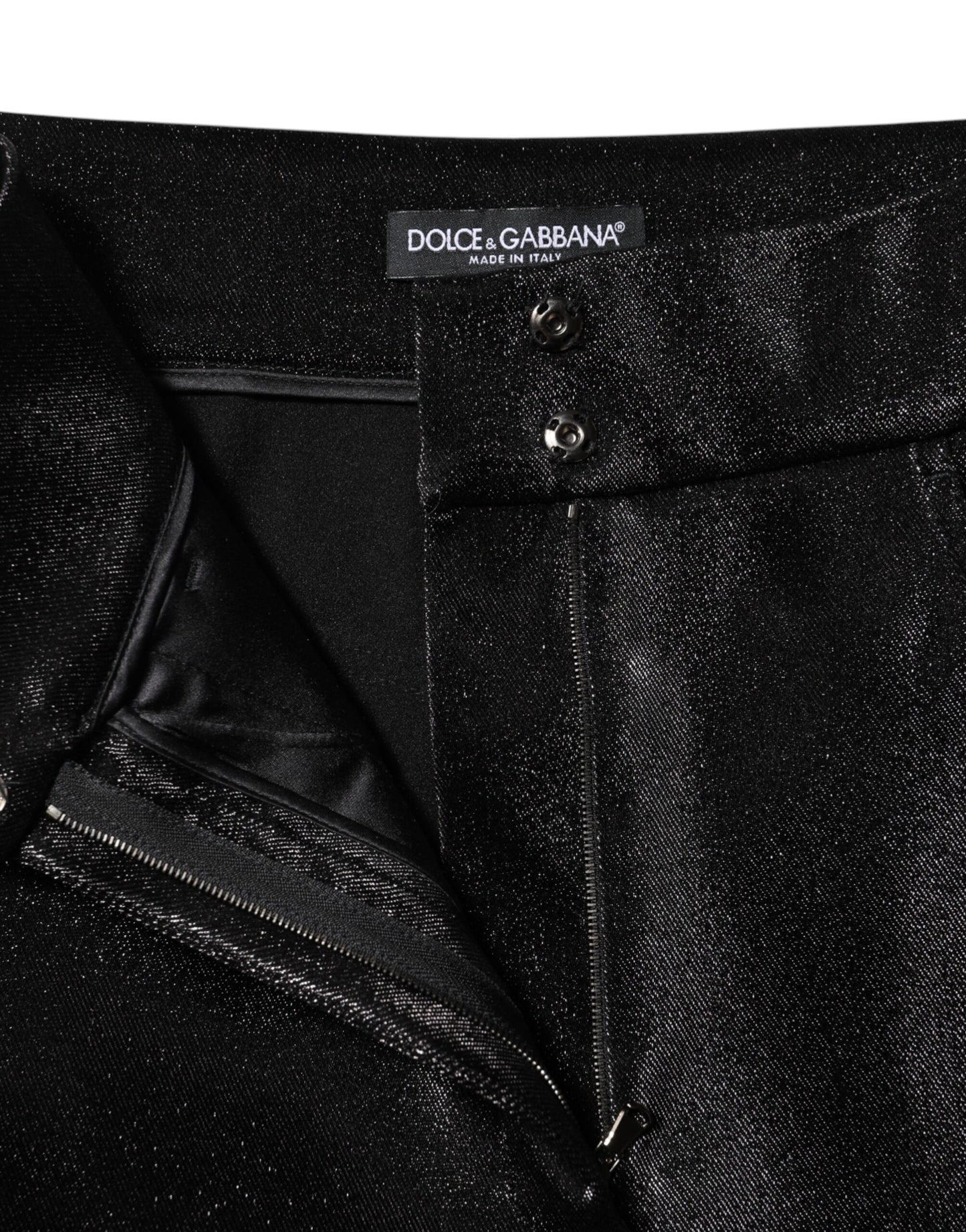 Dolce & Gabbana Black Cotton Stretch Lurex Thread Skinny Pants Dolce & Gabbana