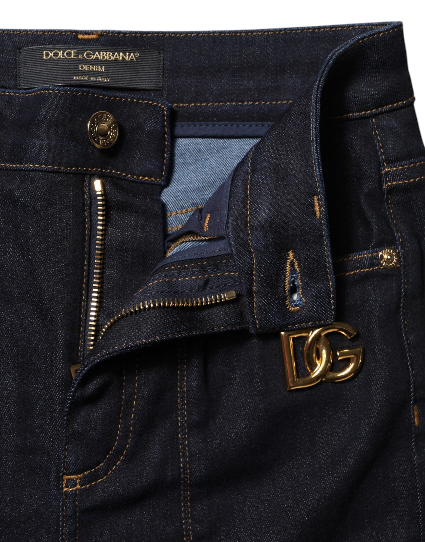 Dolce & Gabbana Blue Cotton High Waist Skinny Denim Jeans Dolce & Gabbana