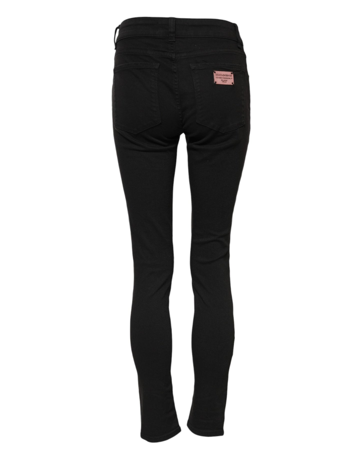 Dolce & Gabbana Black Cotton Skinny Mid Waist Denim Jeans Dolce & Gabbana