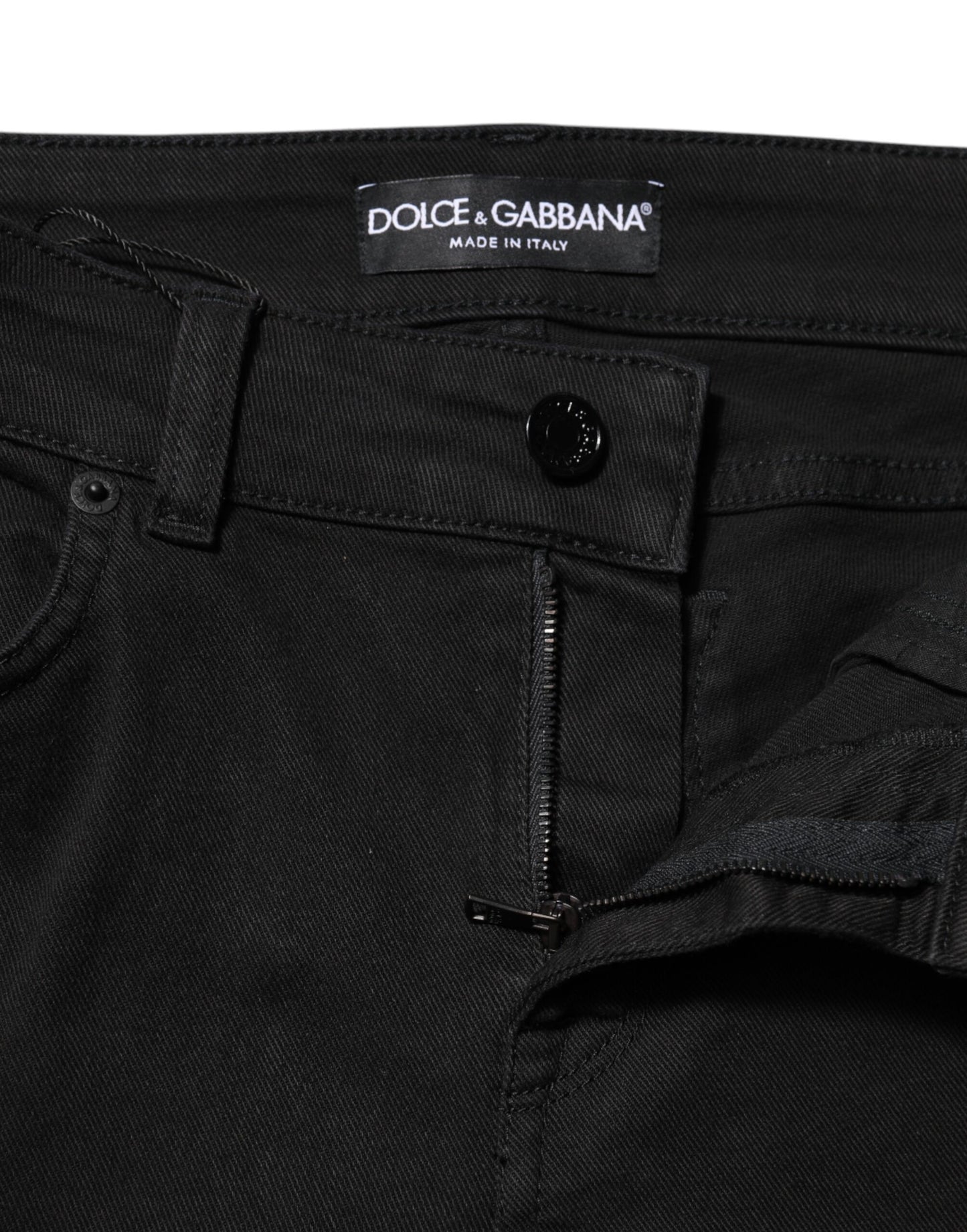 Dolce & Gabbana Black Cotton Skinny Mid Waist Denim Jeans Dolce & Gabbana