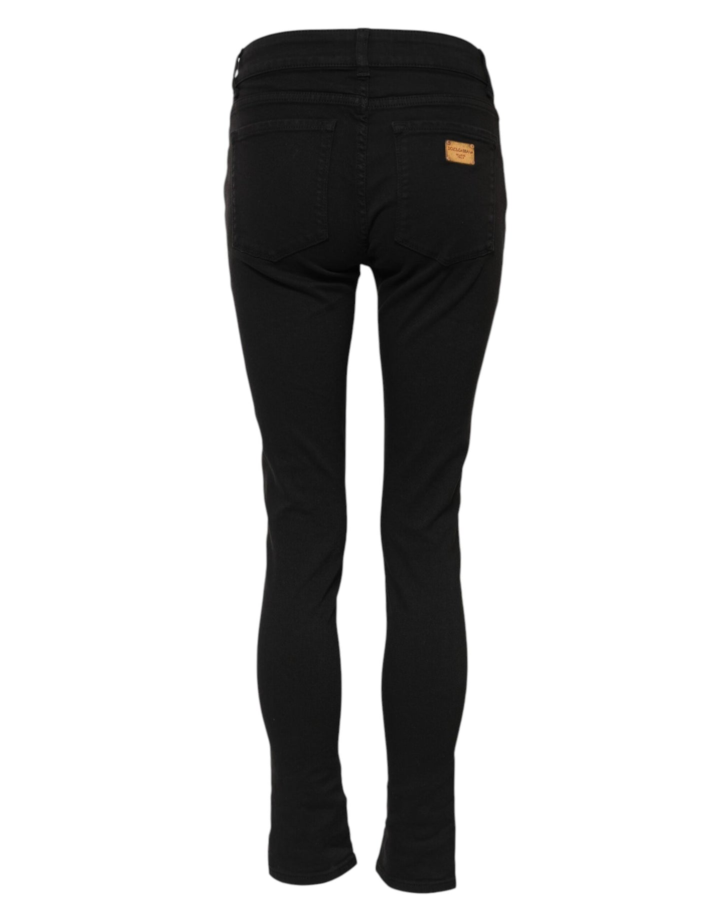 Dolce & Gabbana Black Cotton Skinny Mid Waist Denim Jeans Dolce & Gabbana