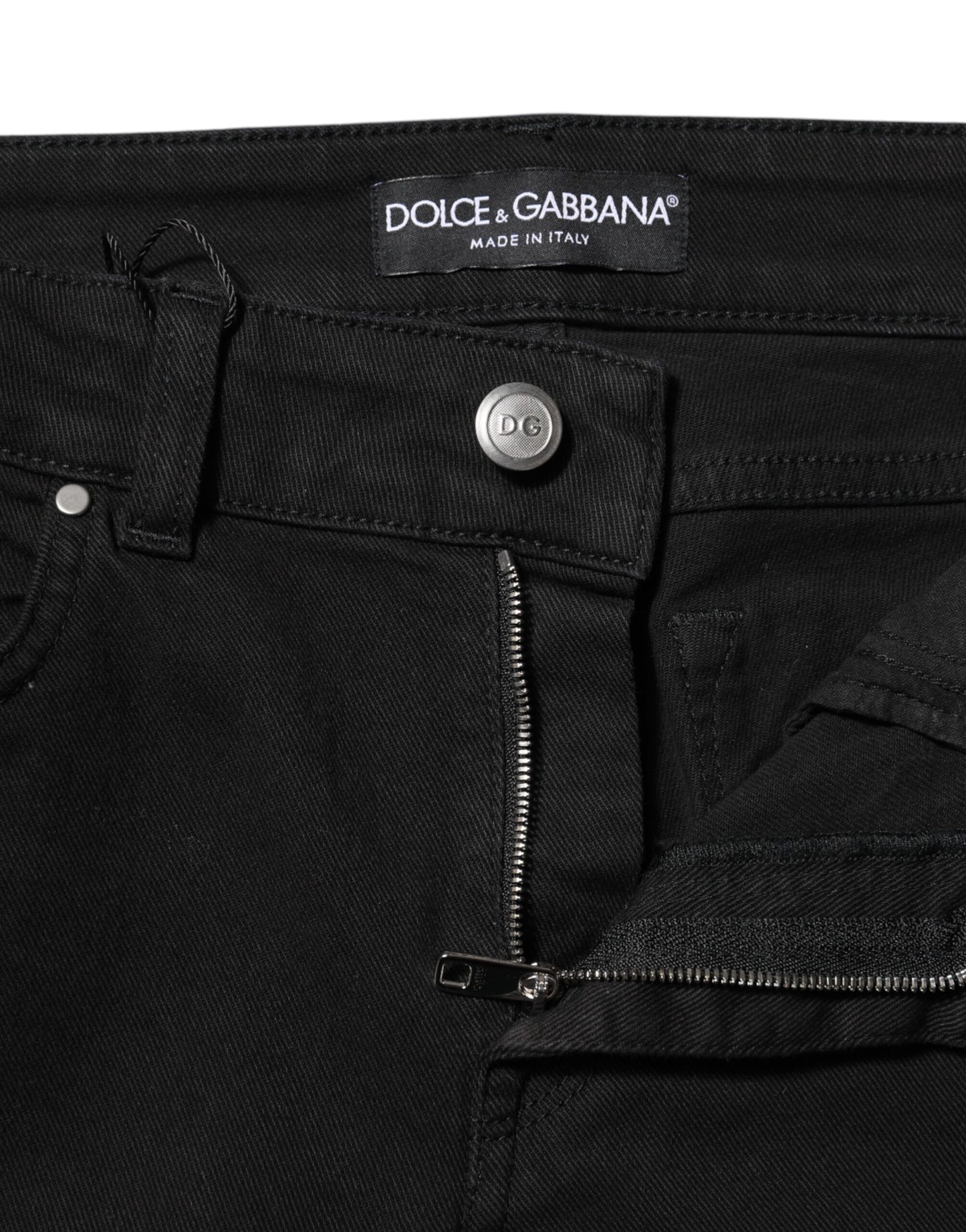 Dolce & Gabbana Black Cotton Skinny Mid Waist Denim Jeans Dolce & Gabbana