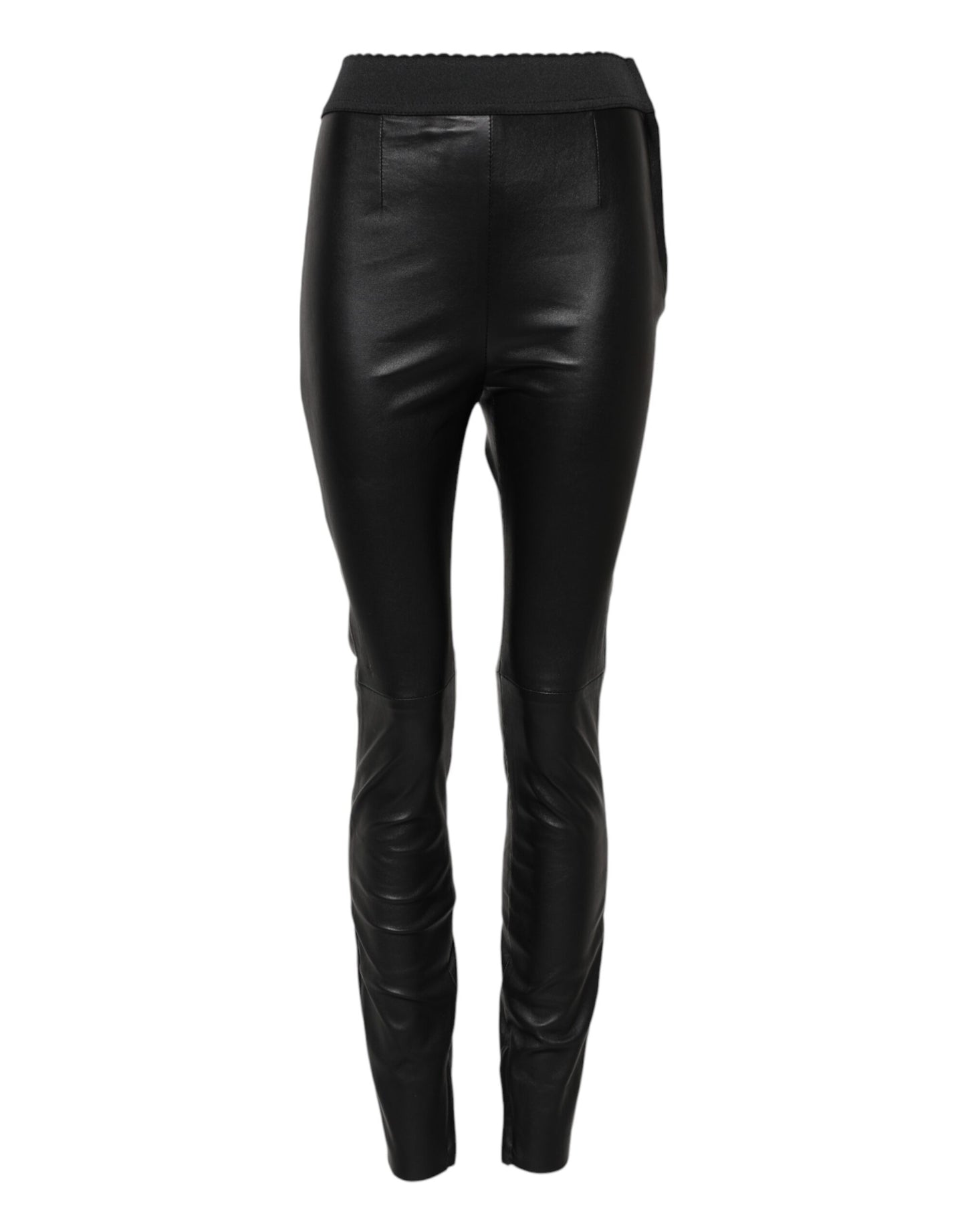 Dolce & Gabbana Black Leather Elastic Waist Pants Dolce & Gabbana