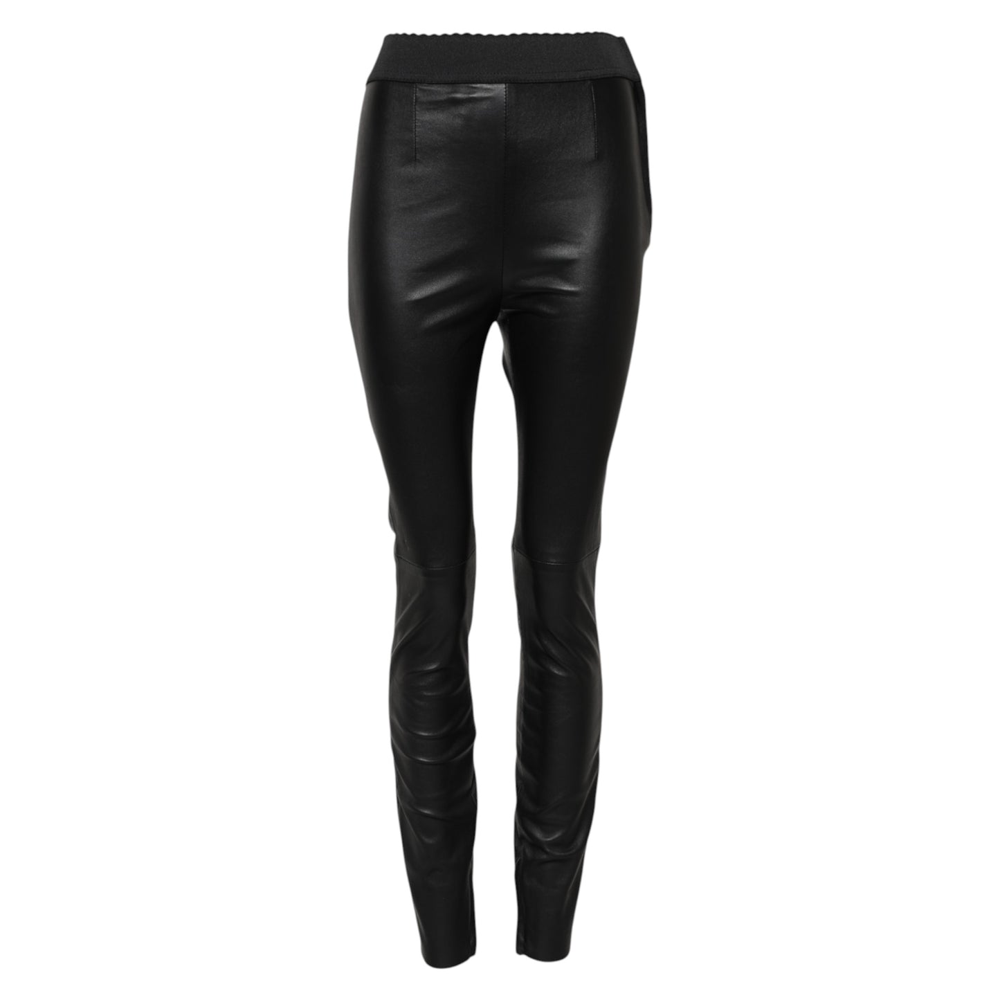 Dolce & Gabbana Black Leather Elastic Waist Pants Dolce & Gabbana