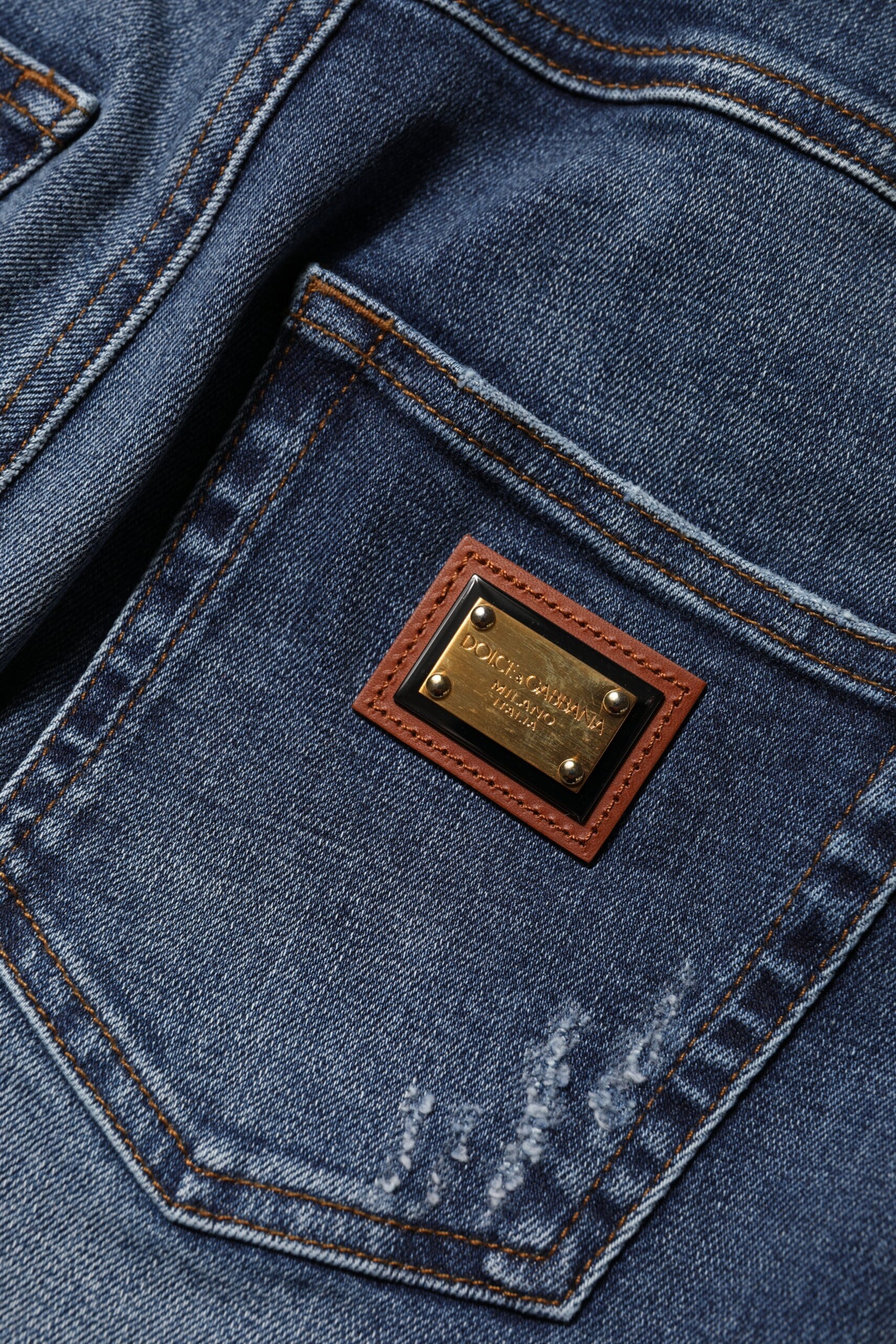 Dolce & Gabbana Blue Rhinestone Embellished Denim Jeans Dolce & Gabbana