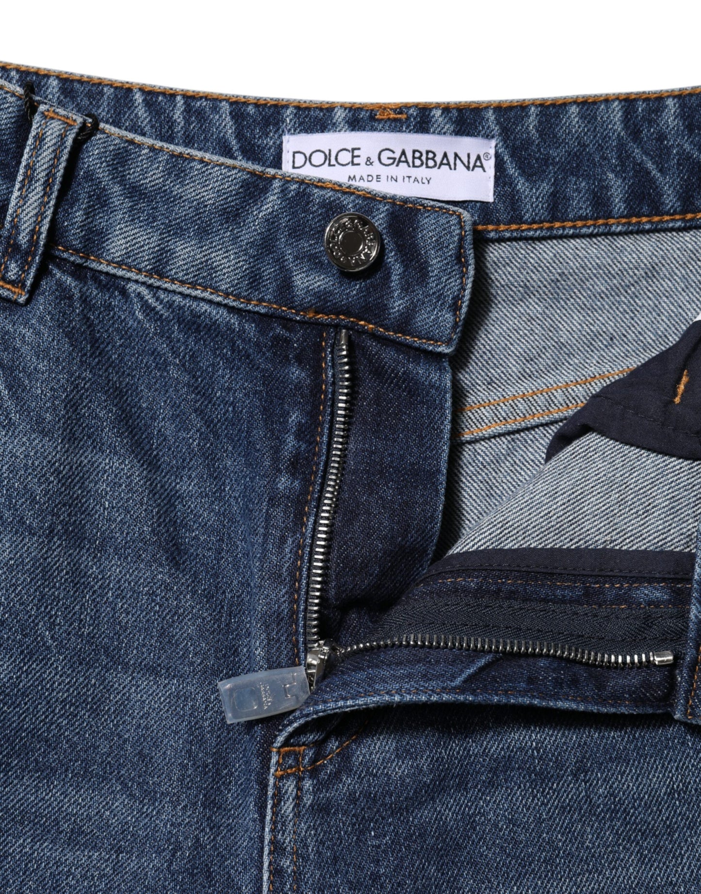 Dolce & Gabbana Blue Cotton Wide Leg Tattered Denim Jeans Dolce & Gabbana
