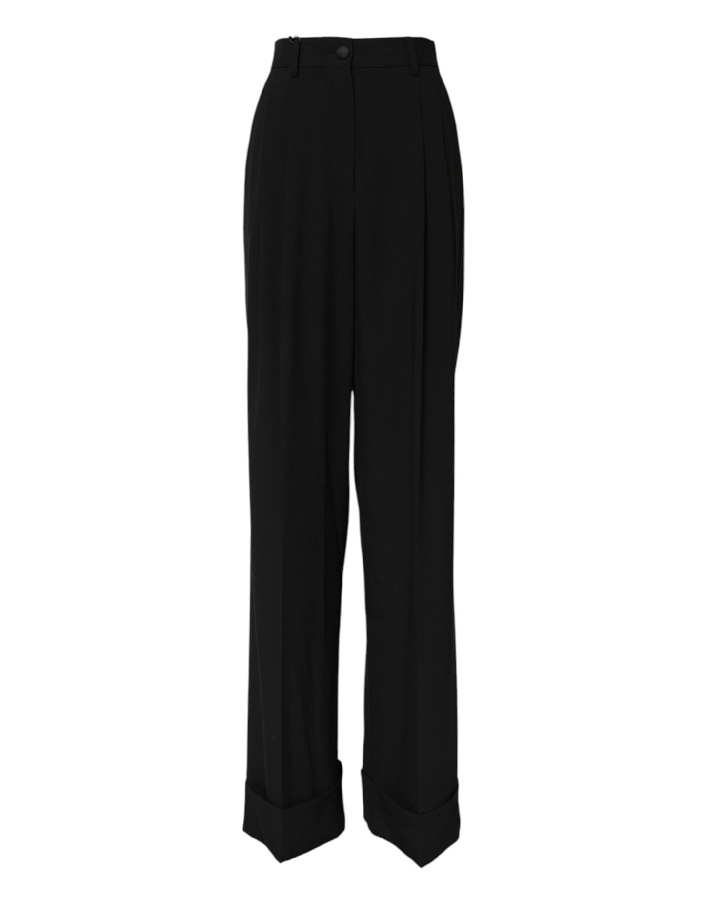 Dolce & Gabbana Black Wool High Waist Formal Pants Dolce & Gabbana