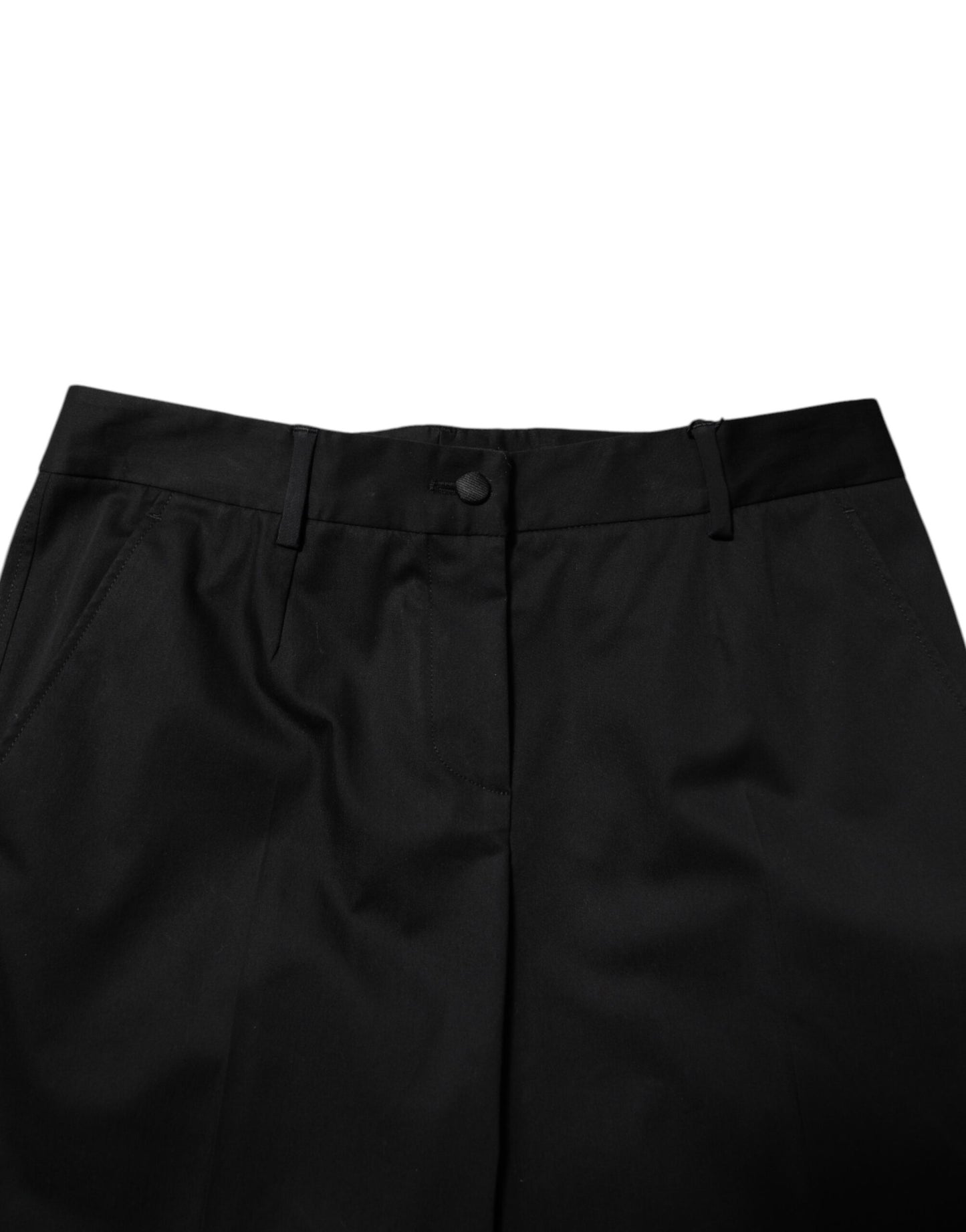 Dolce & Gabbana Black Cotton High Waist Formal Pants Dolce & Gabbana