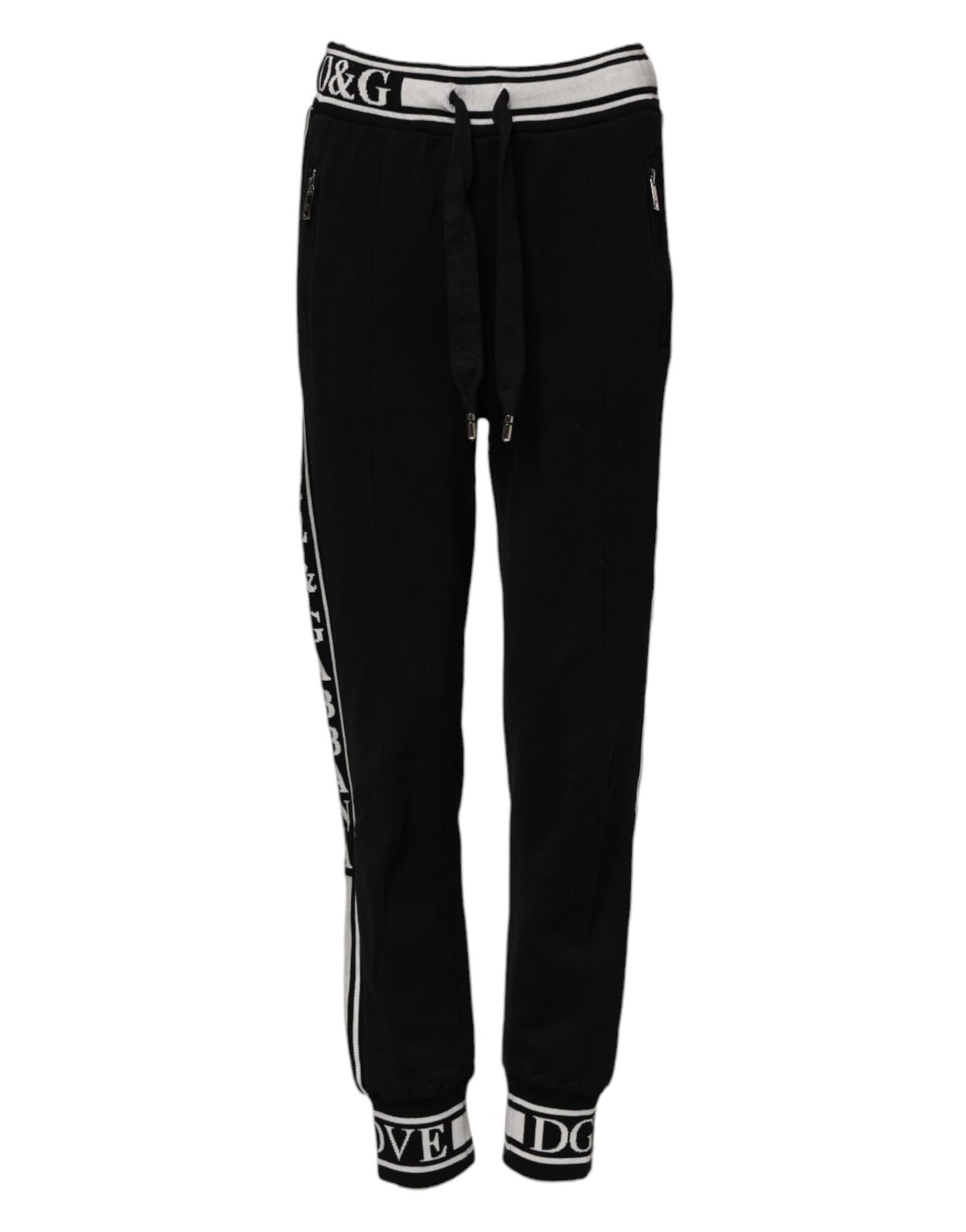 Dolce & Gabbana Black Cotton Jogger Logo Waist Pants Dolce & Gabbana