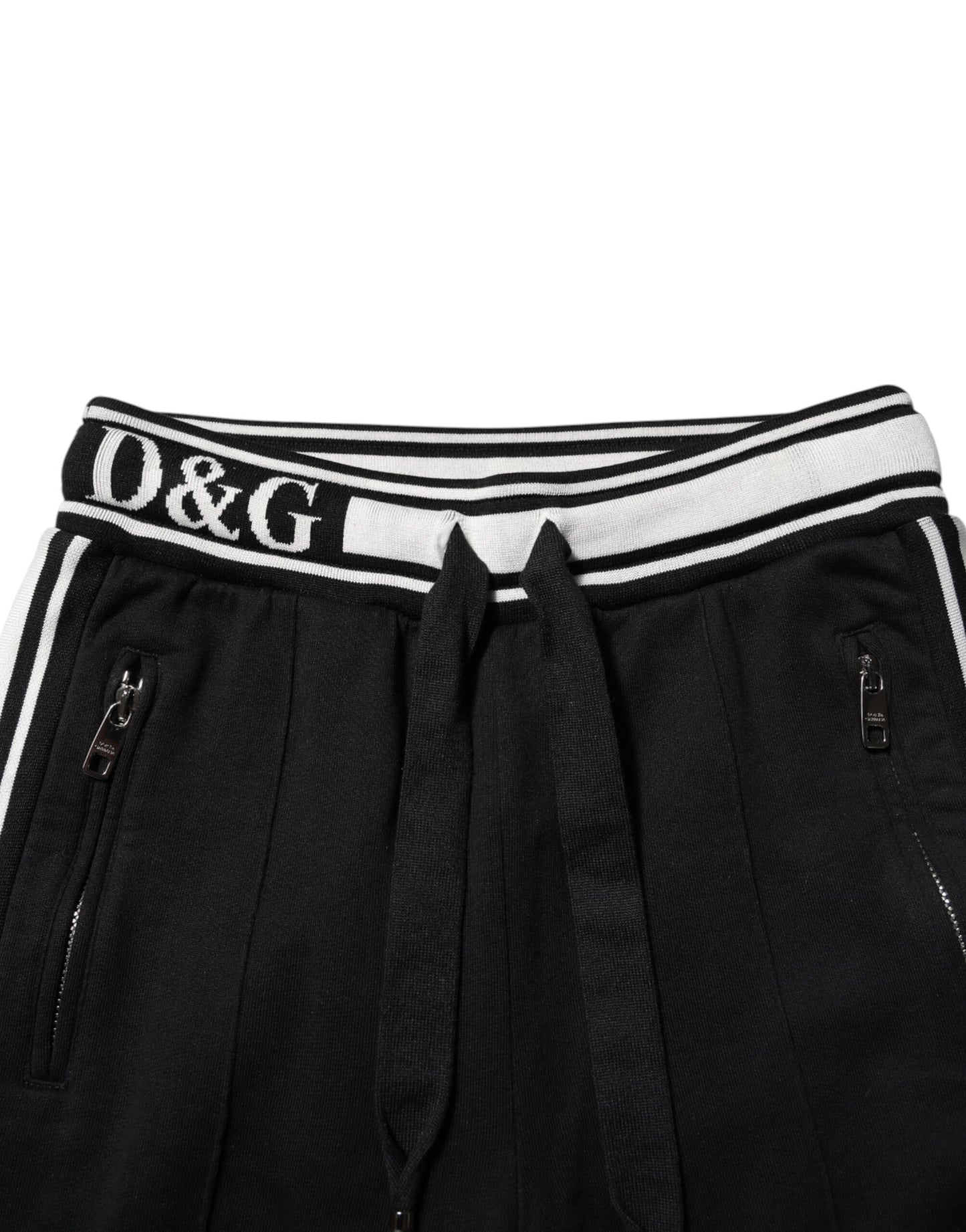 Dolce & Gabbana Black Cotton Jogger Logo Waist Pants Dolce & Gabbana