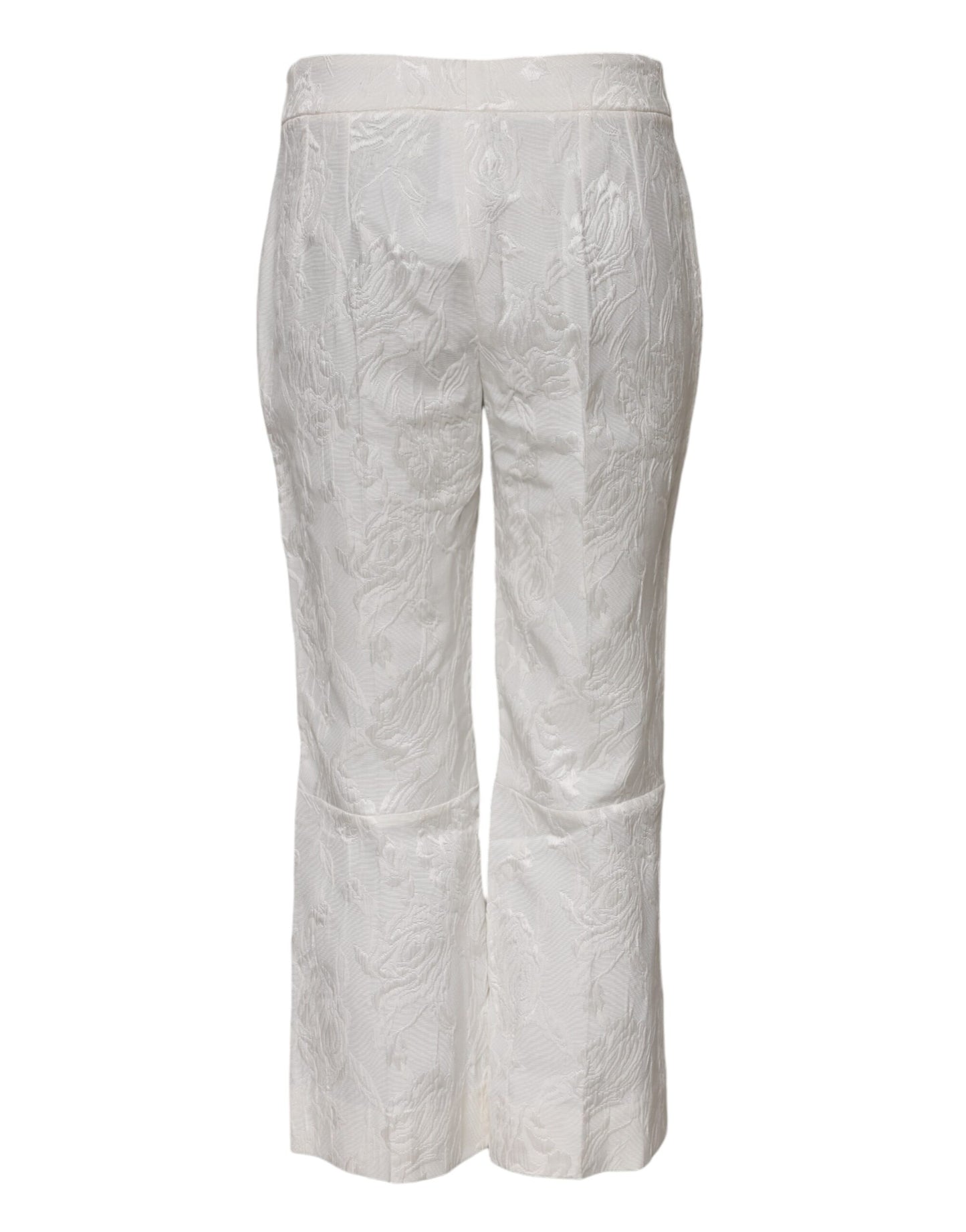 Dolce & Gabbana White Cotton Floral Jacquard Pants Dolce & Gabbana