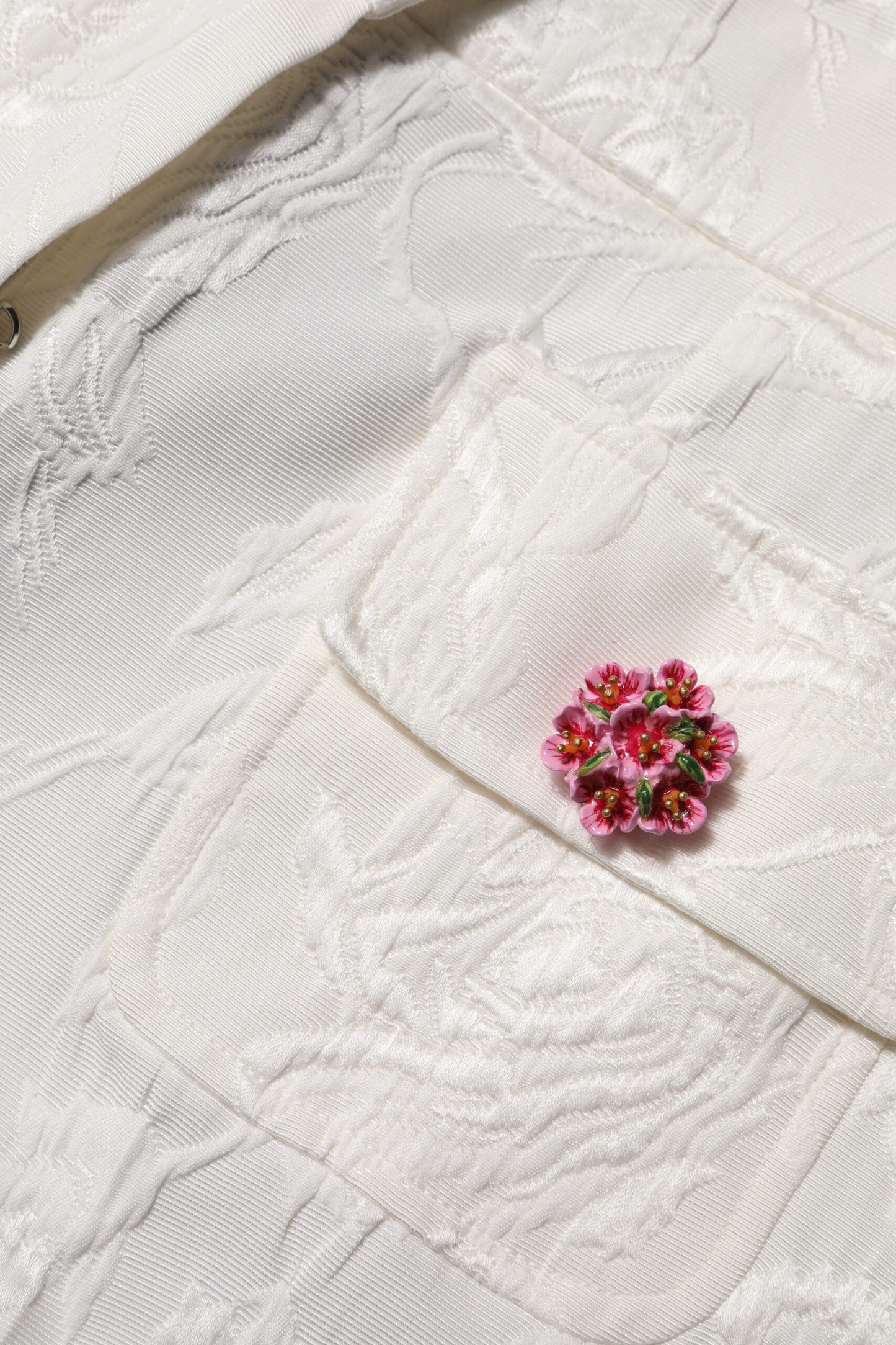 Dolce & Gabbana White Cotton Floral Jacquard Pants Dolce & Gabbana