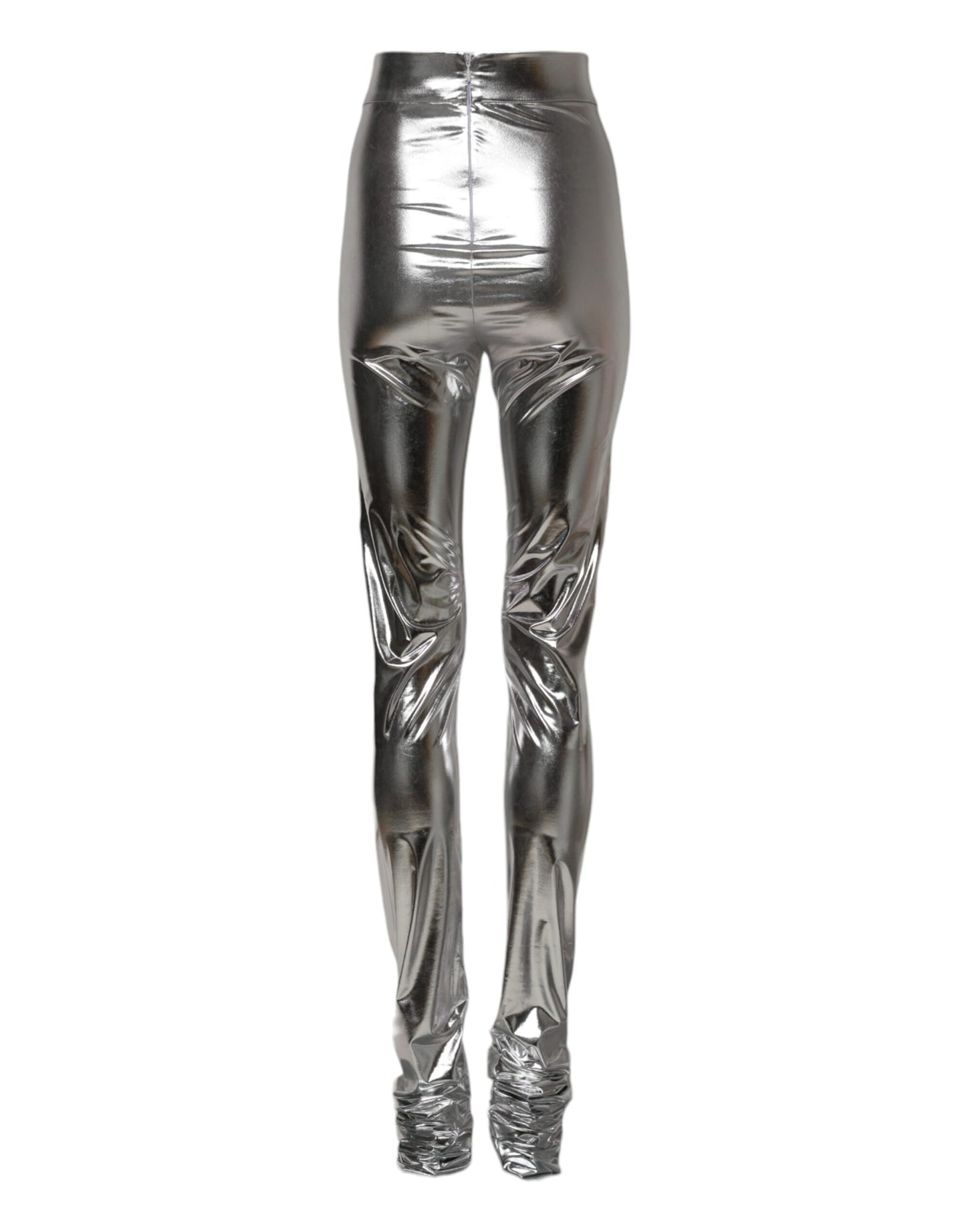 Dolce & Gabbana Metallic Silver Polyester Slim Fit Leggings Pants Dolce & Gabbana