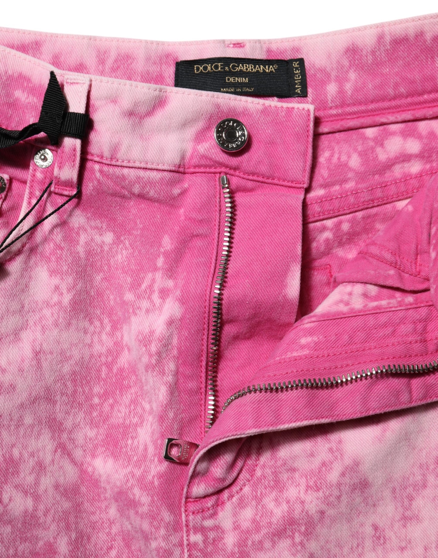 Dolce & Gabbana Pink Tie Dye High Waist Tapered Denim Jeans Dolce & Gabbana
