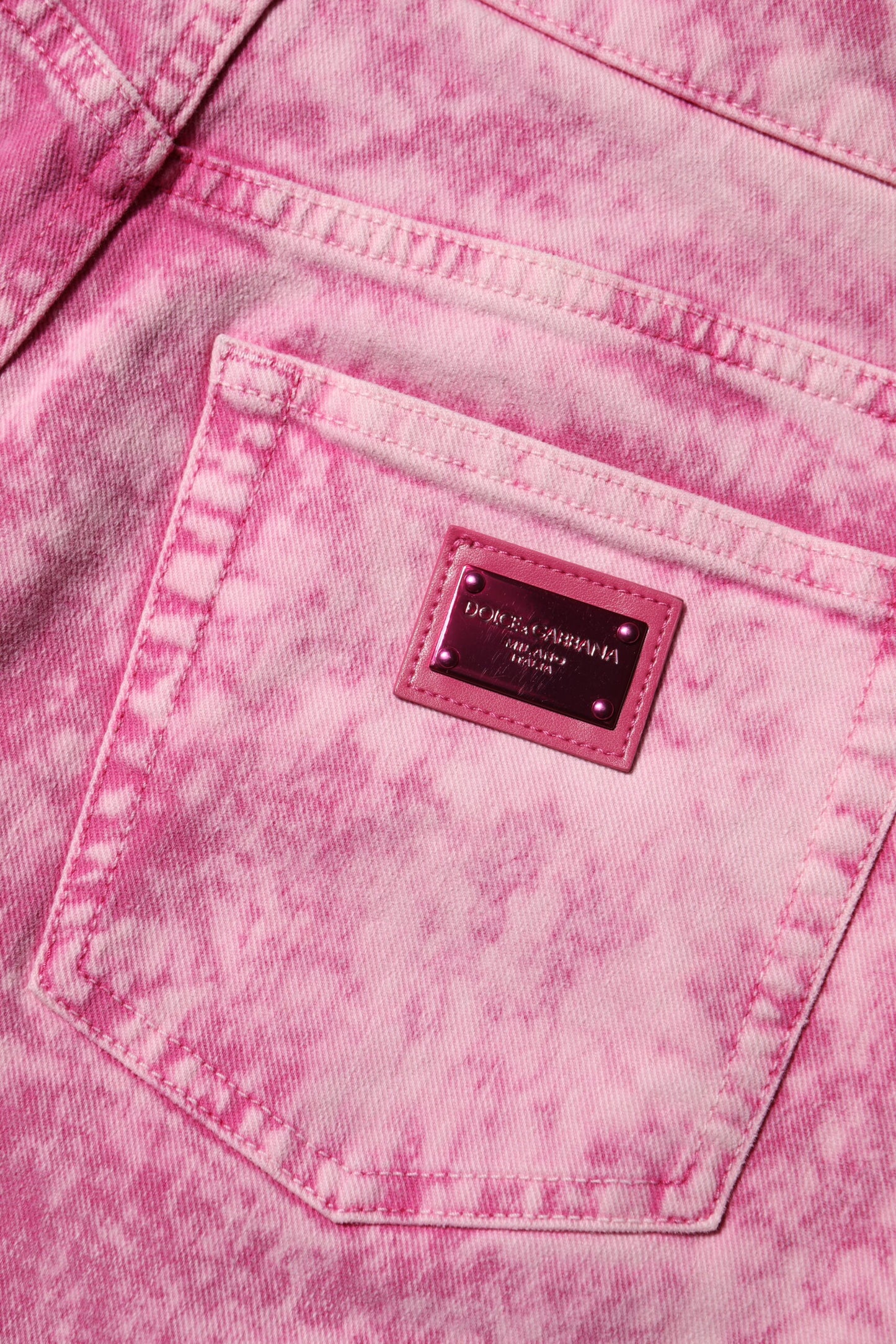 Dolce & Gabbana Pink Tie Dye High Waist Tapered Denim Jeans Dolce & Gabbana