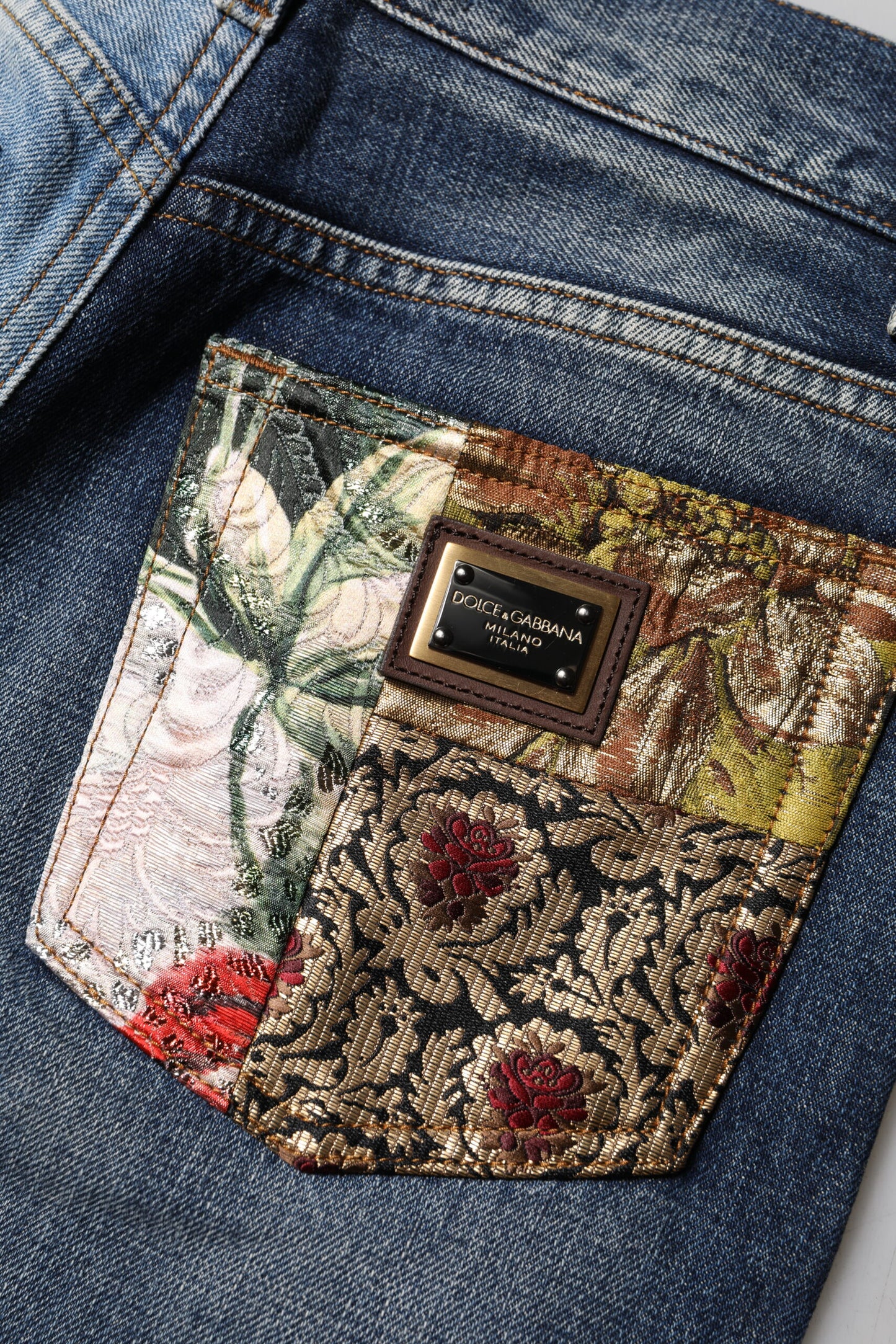 Dolce & Gabbana Multicolor Patchwork Tapered Denim Jeans Dolce & Gabbana