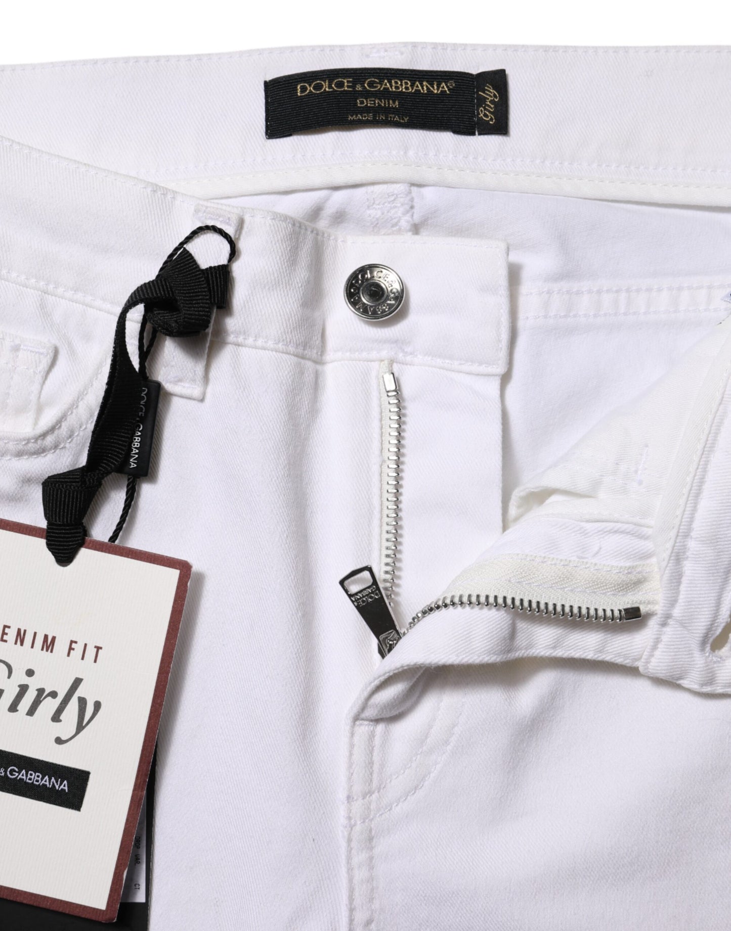 Dolce & Gabbana White Floral Embroidery GIRLY Denim Jeans Dolce & Gabbana
