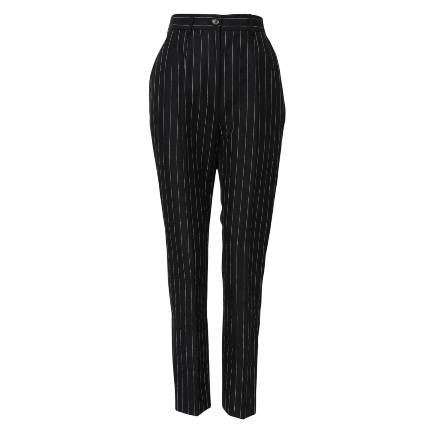 Dolce & Gabbana Black Stripes High Waist Tapered Pants