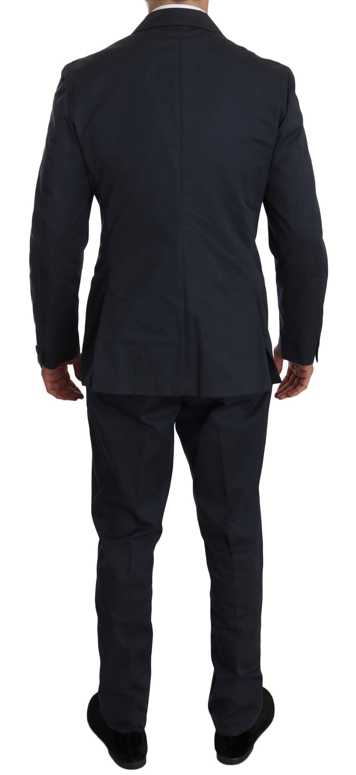 Romeo Gigli Two Piece 3 Button Cotton Blue Solid Suit Romeo Gigli