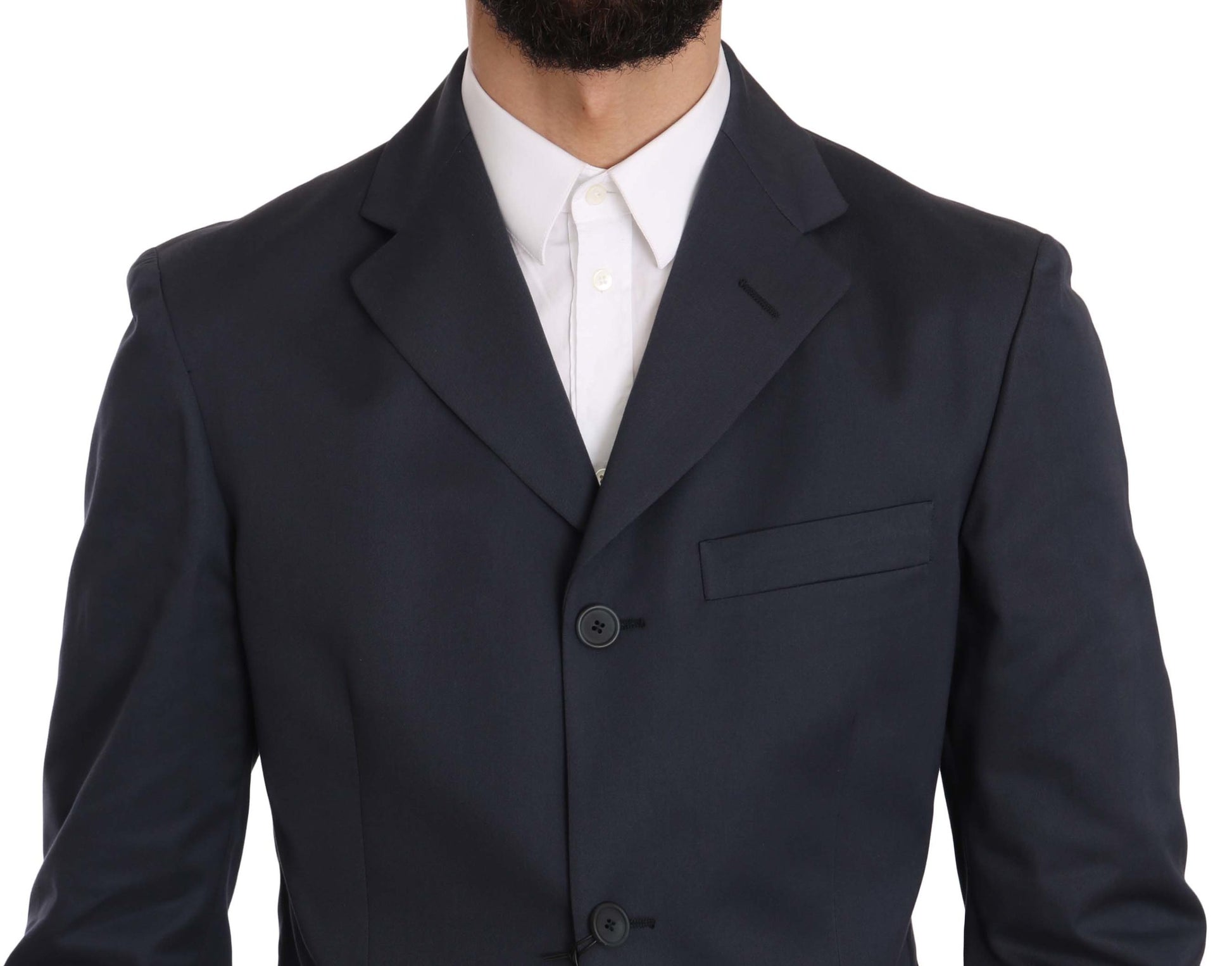 Romeo Gigli Two Piece 3 Button Cotton Blue Solid Suit Romeo Gigli