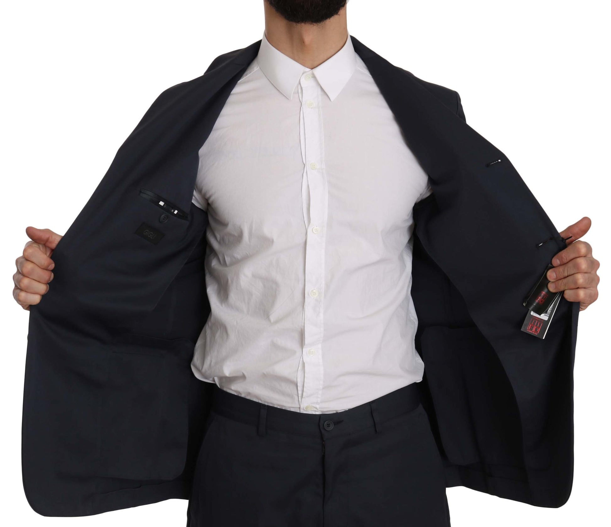 Romeo Gigli Two Piece 3 Button Cotton Blue Solid Suit Romeo Gigli