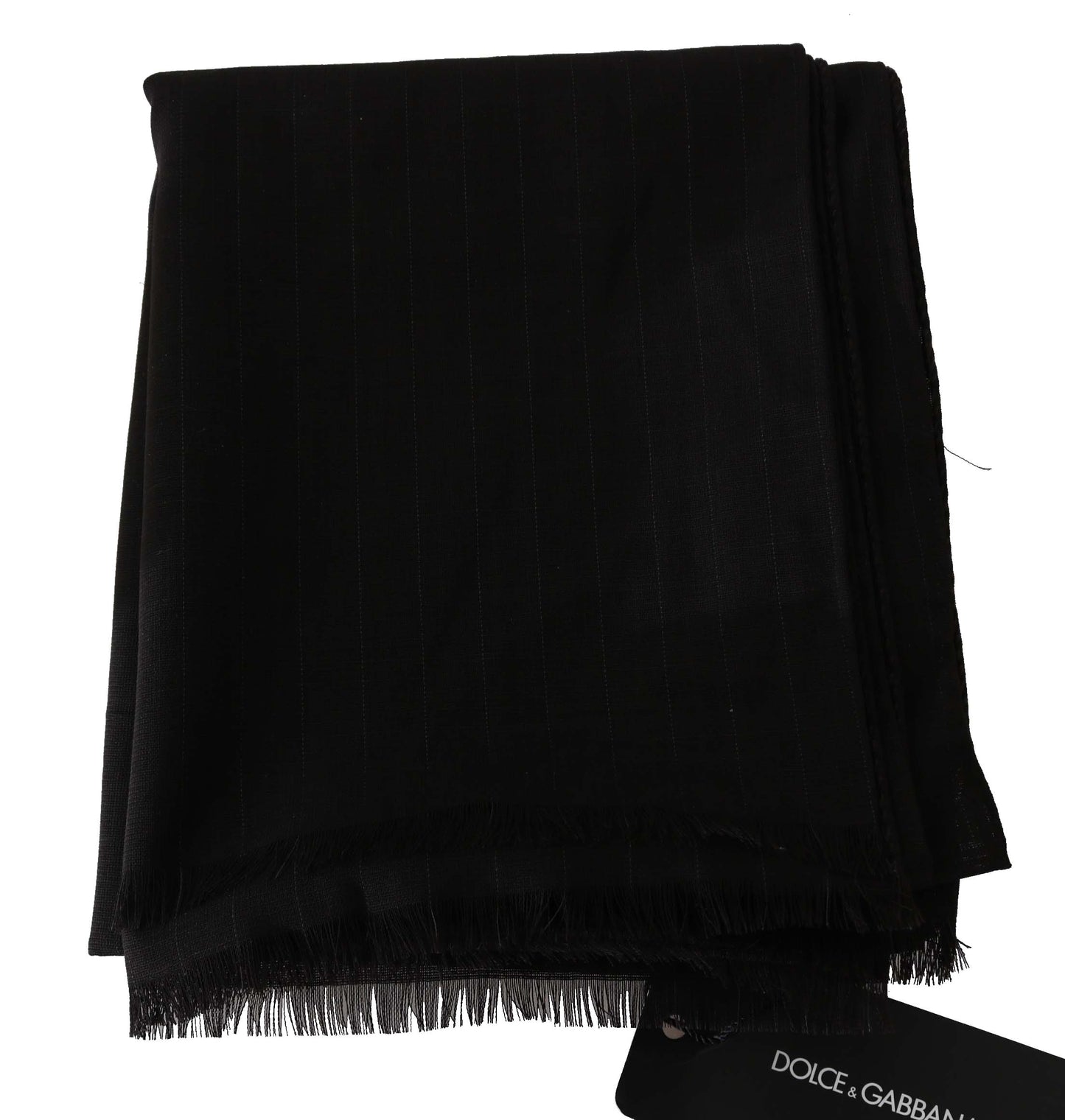 Dolce & Gabbana Brown Virgin Wool Striped Pattern Wrap Scarf Dolce & Gabbana