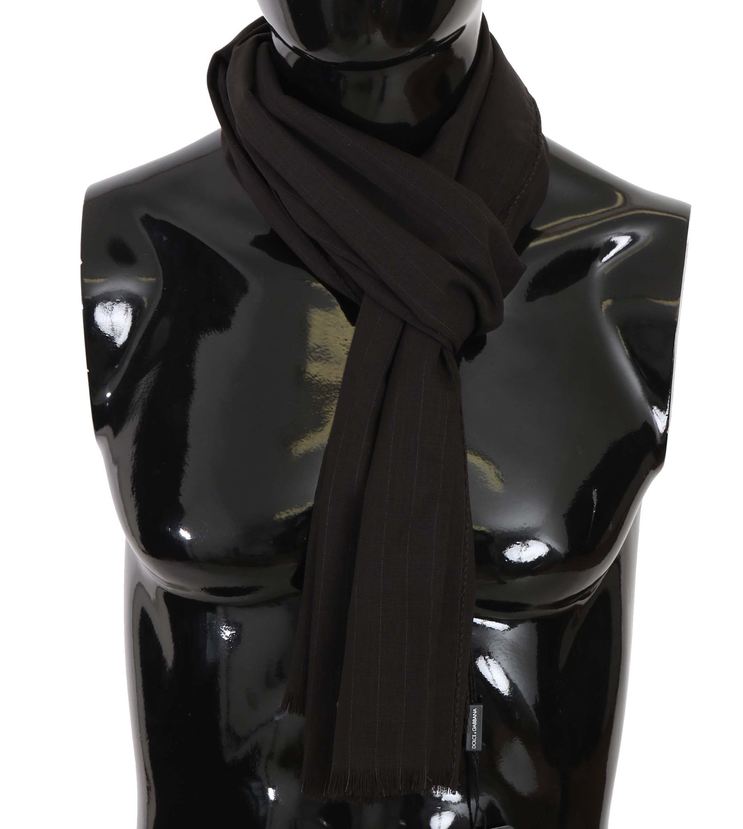 Dolce & Gabbana Brown Virgin Wool Striped Pattern Wrap Scarf Dolce & Gabbana