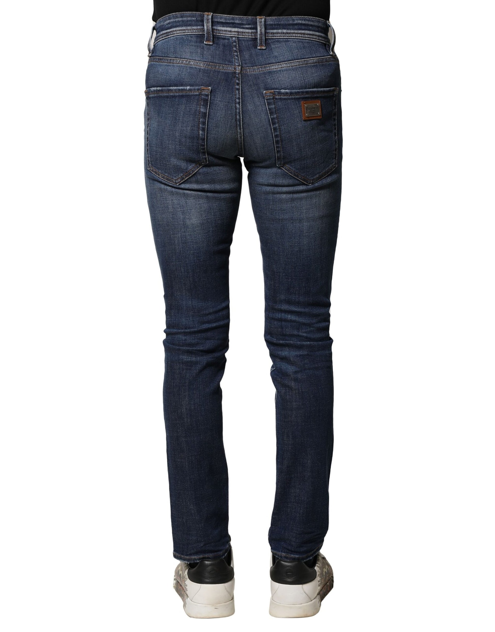 Dolce & Gabbana Blue Washed Cotton Slim Fit Men Denim Jeans Dolce & Gabbana