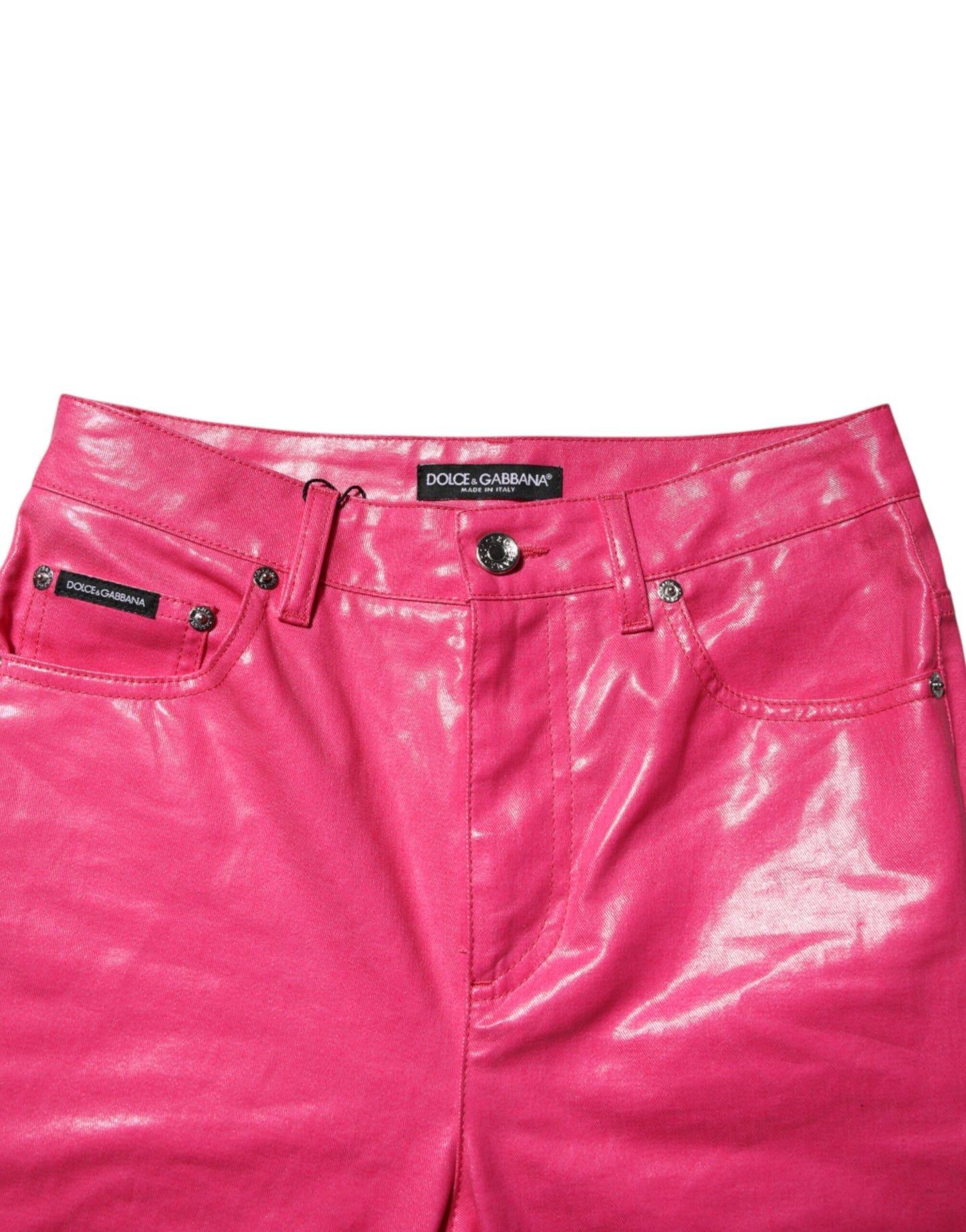 Dolce & Gabbana Pink Cotton High Waisted Skinny Denim Jeans Dolce & Gabbana