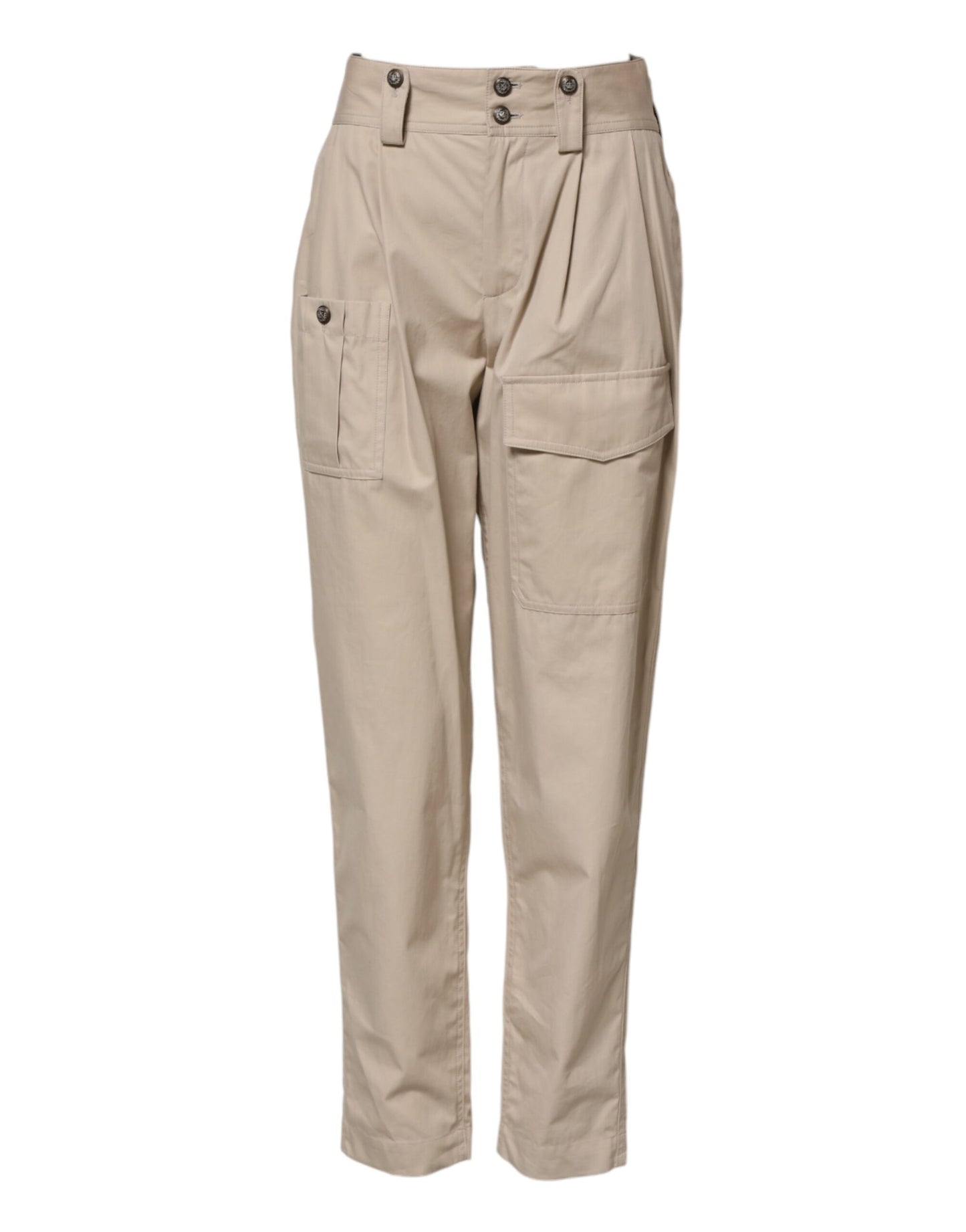 Dolce & Gabbana Beige Cotton High Waisted Pants Dolce & Gabbana