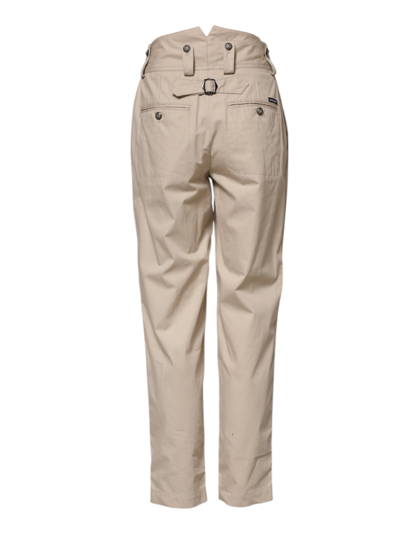 Dolce & Gabbana Beige Cotton High Waisted Pants Dolce & Gabbana