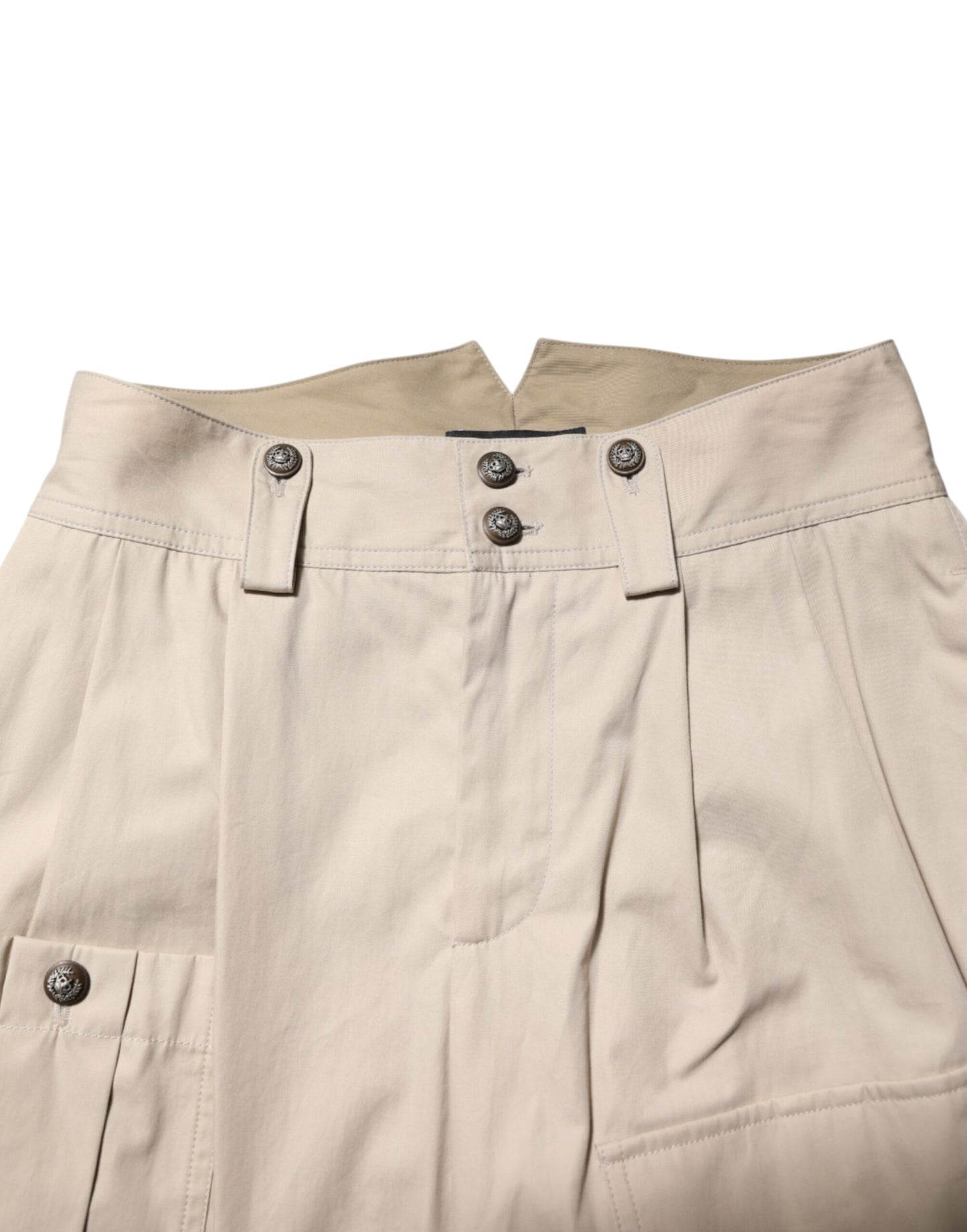 Dolce & Gabbana Beige Cotton High Waisted Pants Dolce & Gabbana