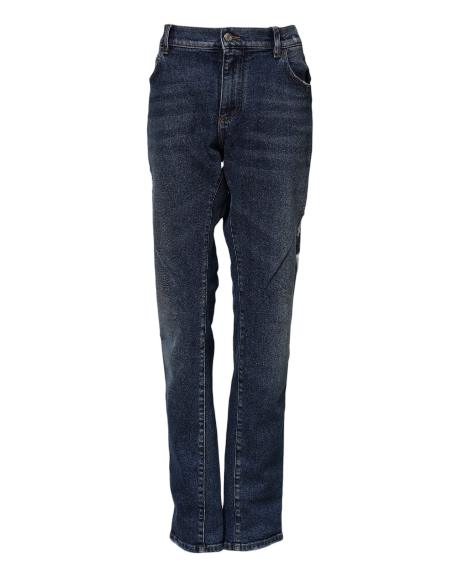 Dolce & Gabbana Blue Cotton Mid Waisted Straight Denim Jeans Dolce & Gabbana