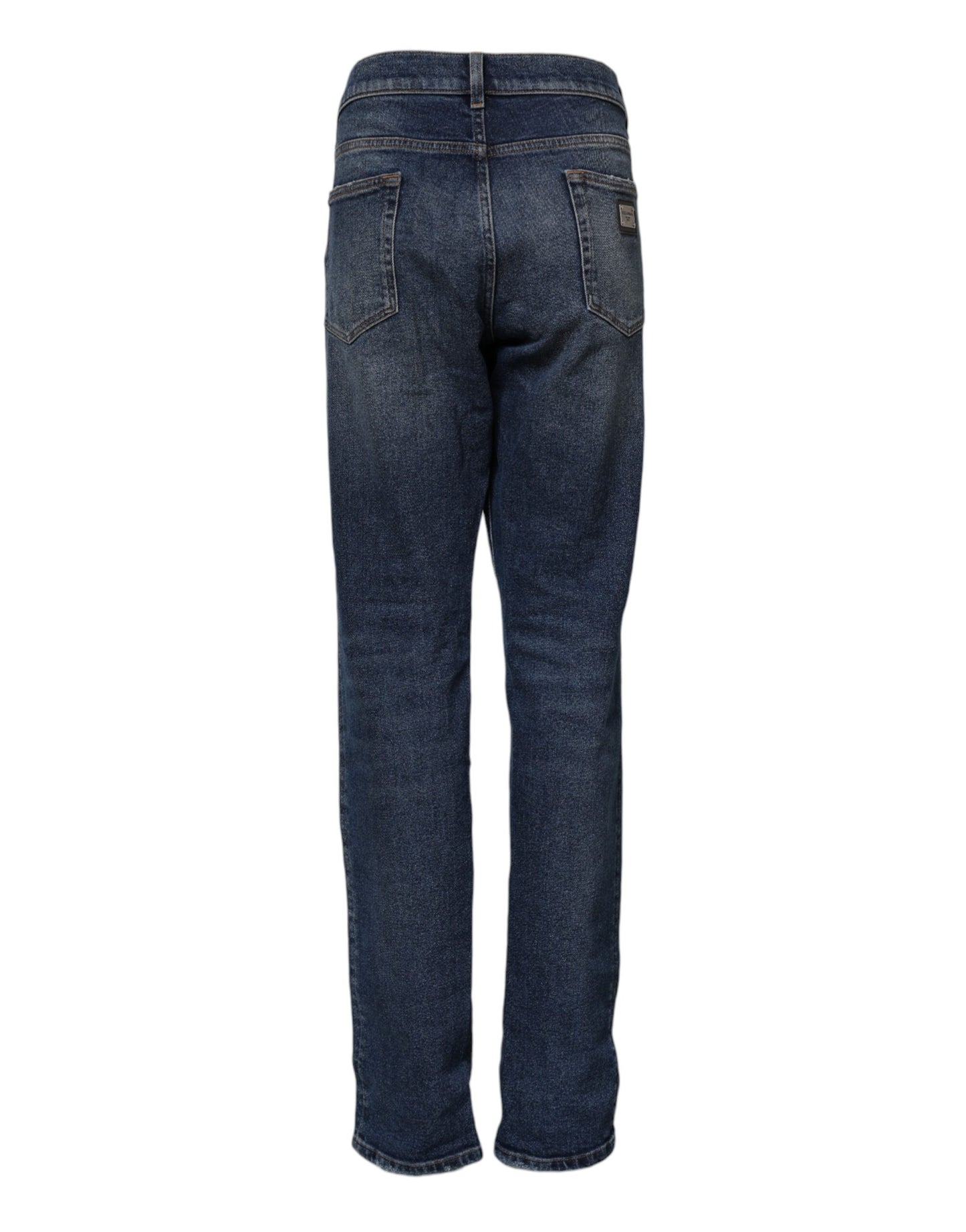 Dolce & Gabbana Blue Cotton Mid Waisted Straight Denim Jeans Dolce & Gabbana