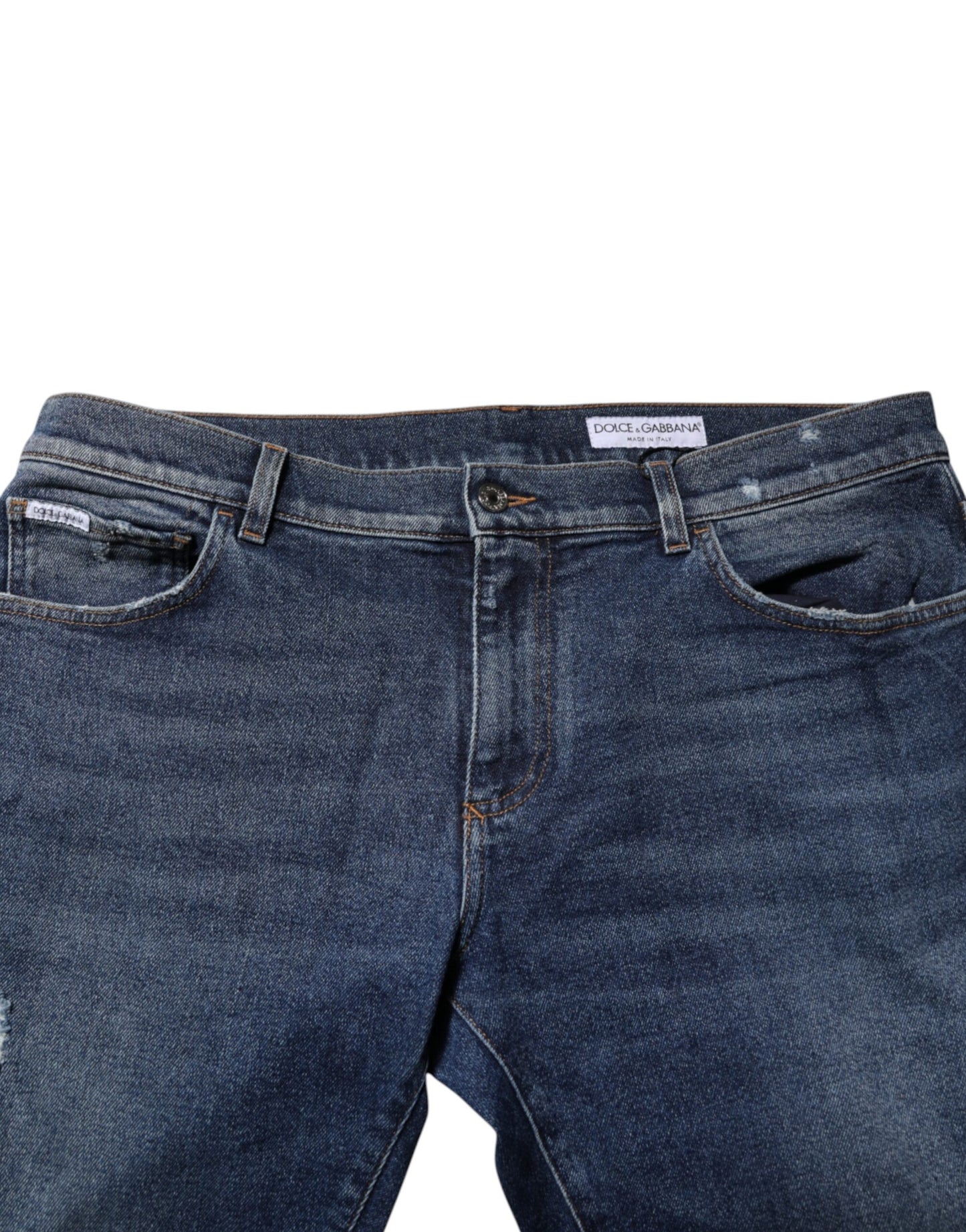 Dolce & Gabbana Blue Cotton Mid Waisted Straight Denim Jeans Dolce & Gabbana