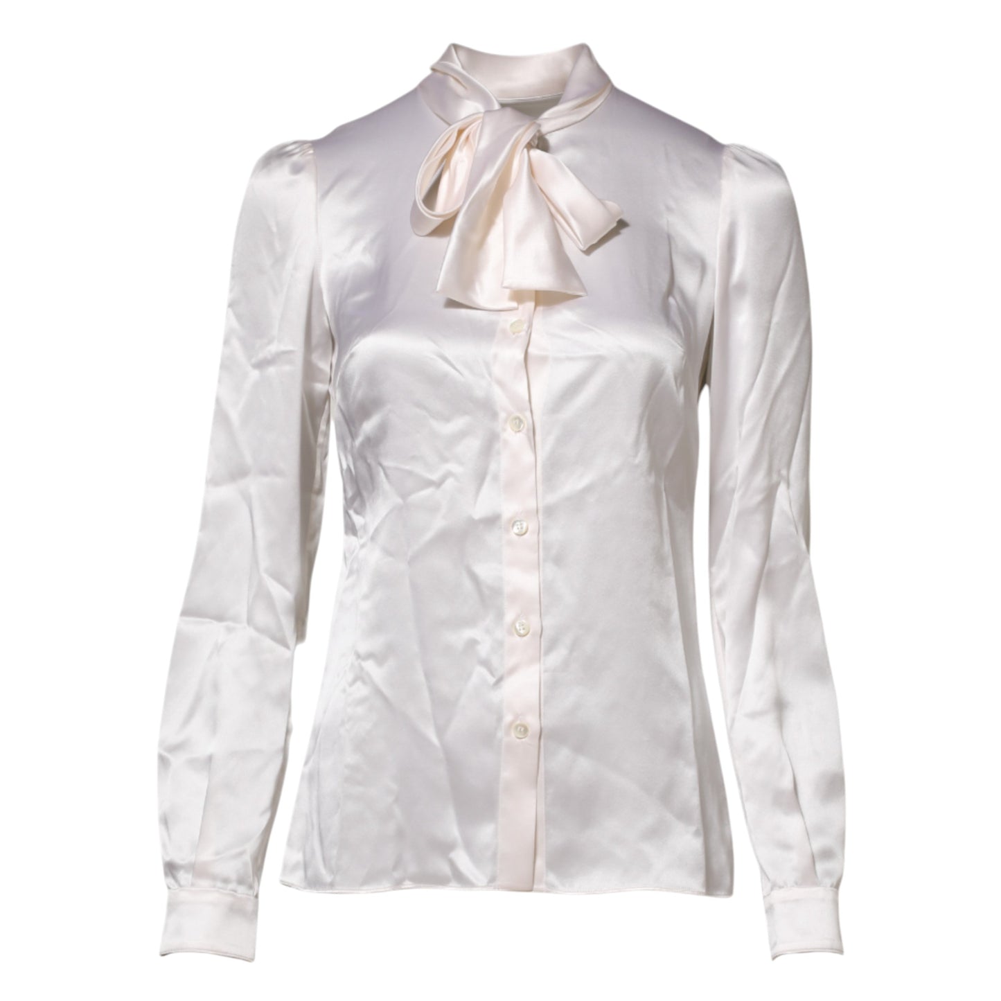 Dolce & Gabbana White Ascot Collar Long Sleeve Blouse Top Dolce & Gabbana