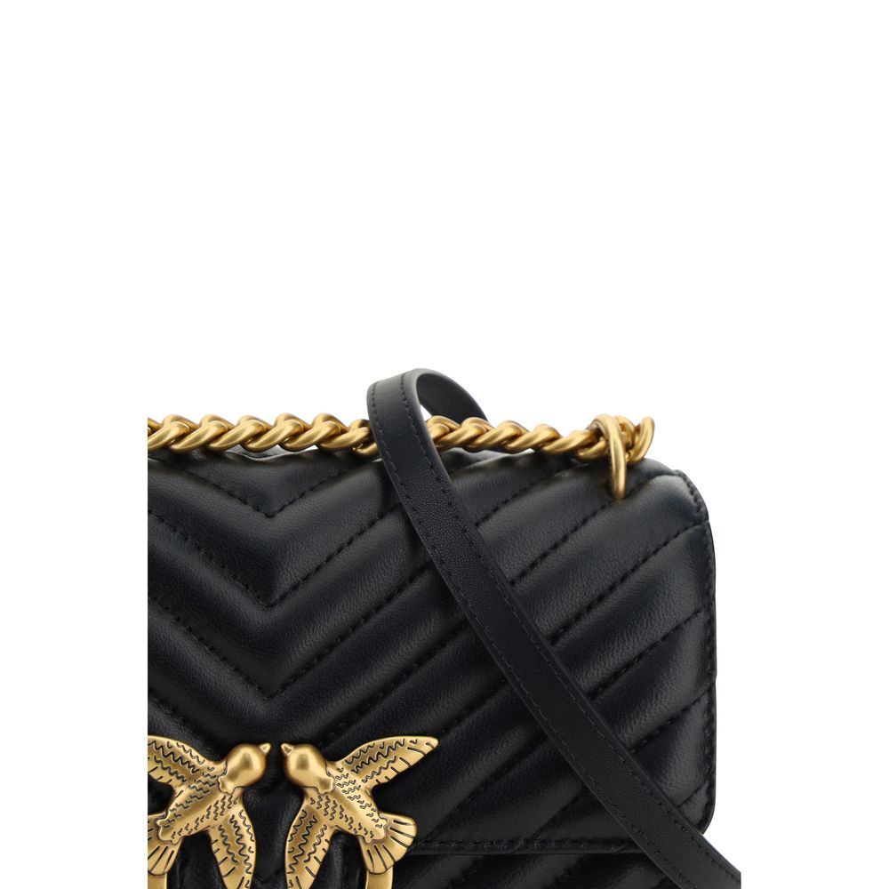 PINKO Black Calf Leather Bos Taurus Shoulder Bag PINKO