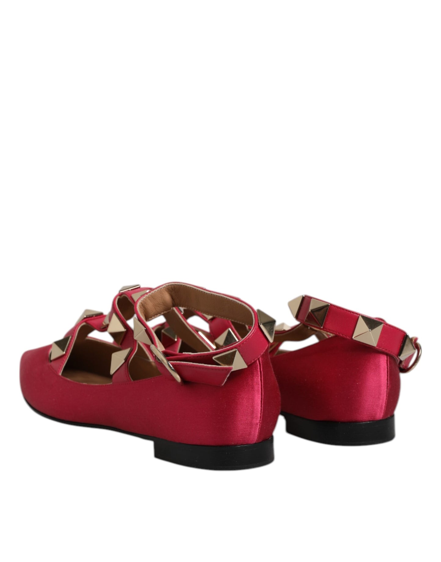 Prosperine Red Gold Studded Pointed Toe Ballet Flats Shoes Prosperine
