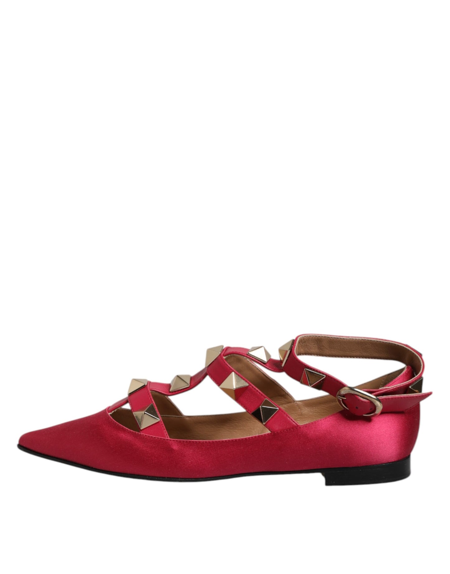 Prosperine Red Gold Studded Pointed Toe Ballet Flats Shoes Prosperine