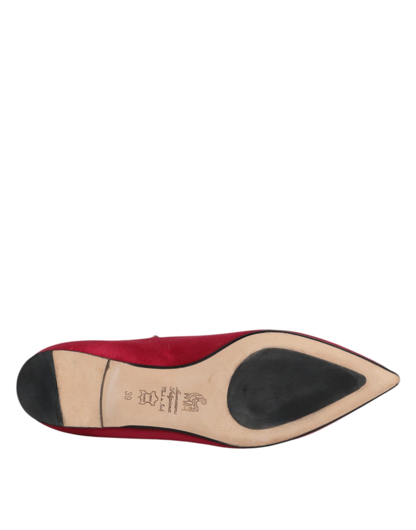 Prosperine Red Gold Studded Pointed Toe Ballet Flats Shoes Prosperine