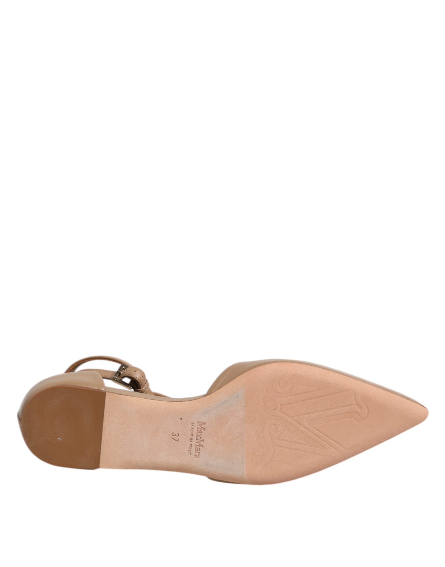 Max Mara Beige Leather Pointed Toe Sandals Ballet Flat Shoes Max Mara