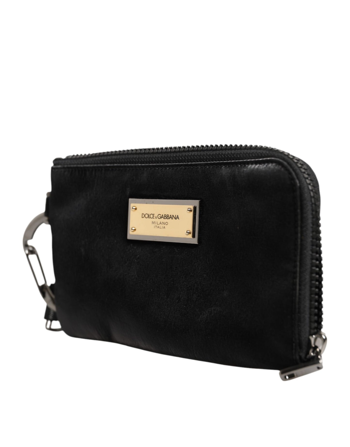 Dolce & Gabbana Black Nylon Logo Plaque Keyring Pouch Clutch Bag Dolce & Gabbana